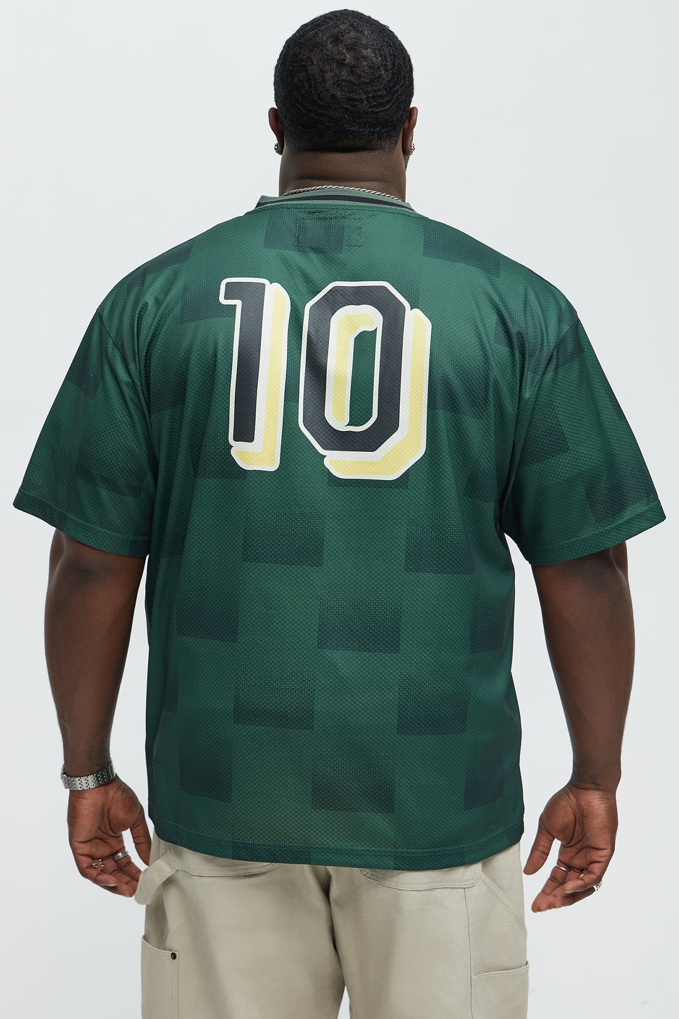 Checkered Paris Short Sleeve Soccer Jersey - Green/combo Fashion Nova