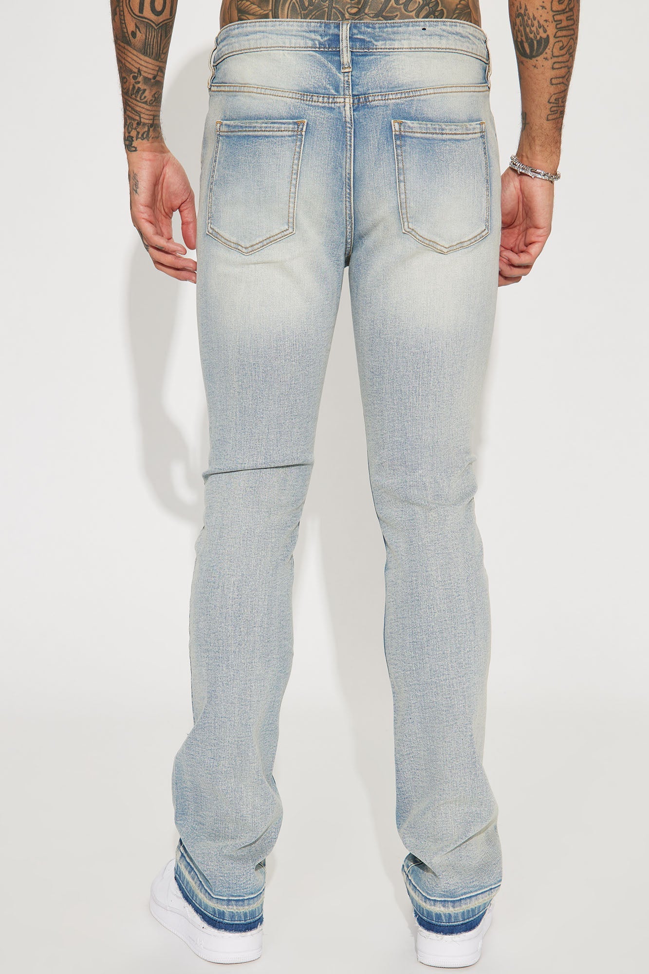 Torn Apart Stacked Skinny Flare Jeans - Light Blue Wash Fashion Nova