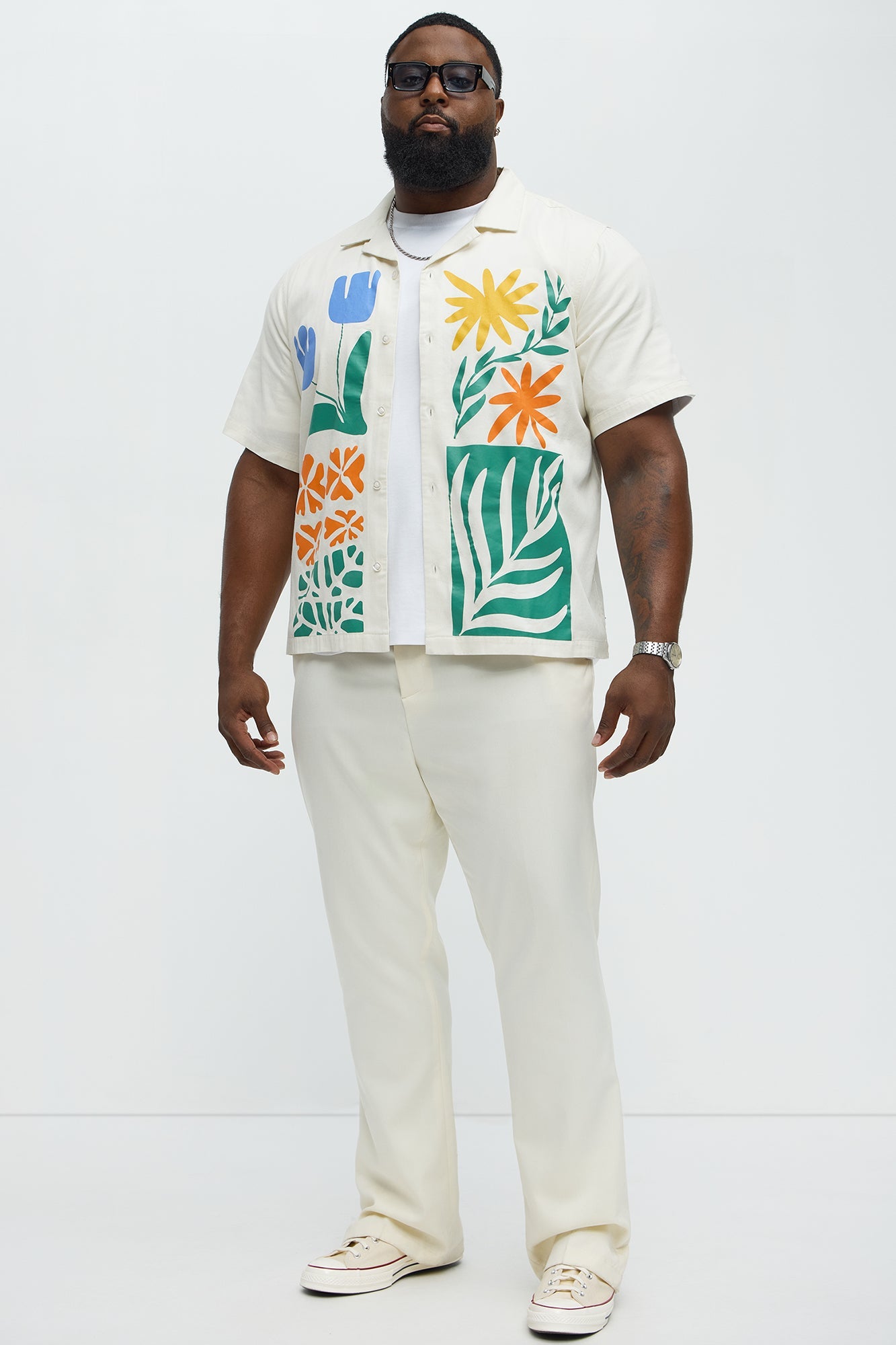 Embrace The Wild Cotton Blend Short Sleeve Button Up Shirt - White Fashion Nova