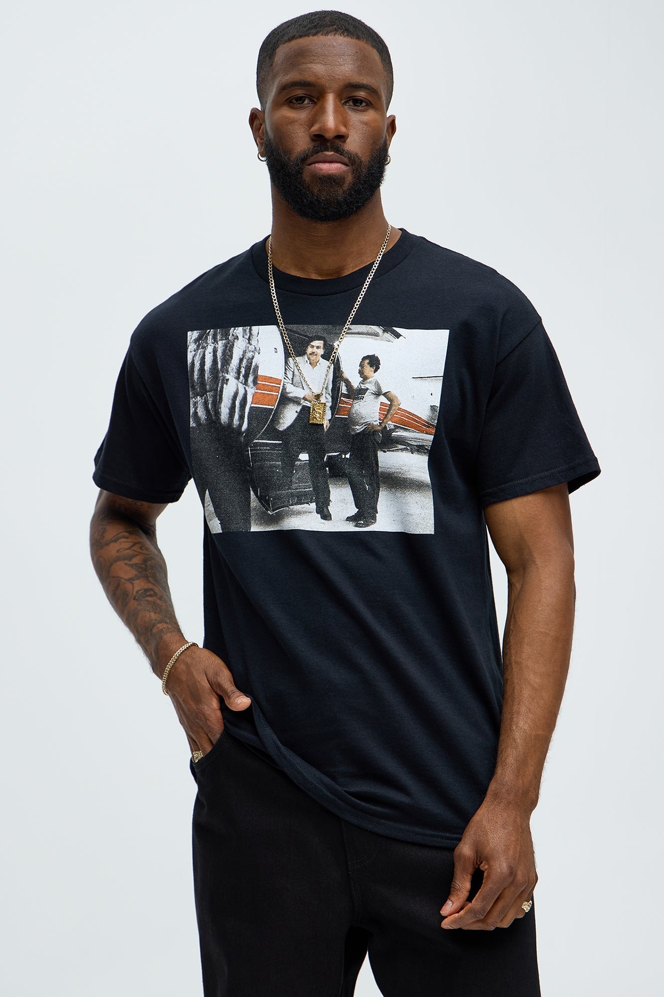 Pablo Escobar Private Plane Short Sleeve Tee - Black Fashion Nova