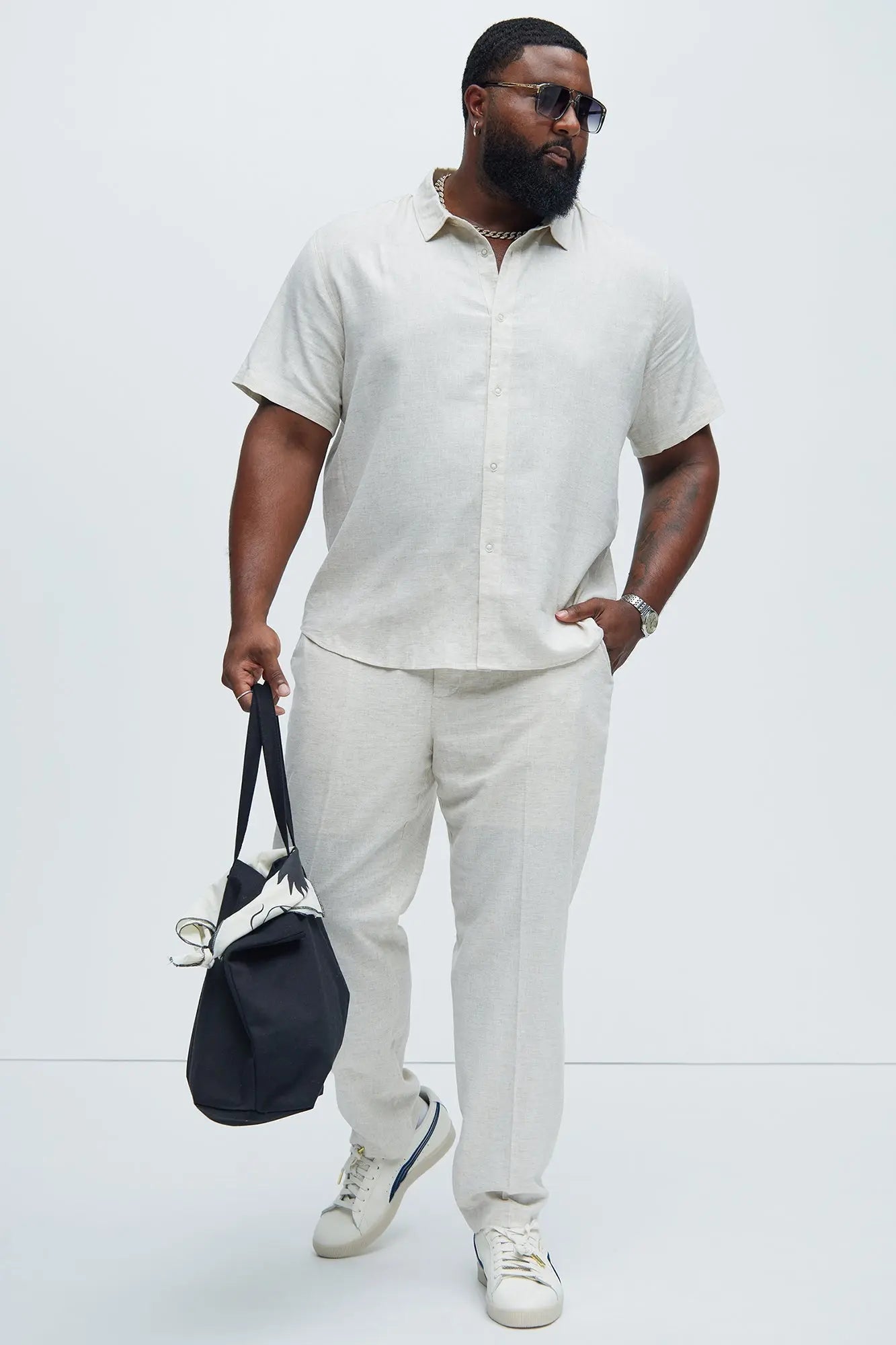 Bahamas Linen Classic Button Up Shirt - Oatmeal Fashion Nova