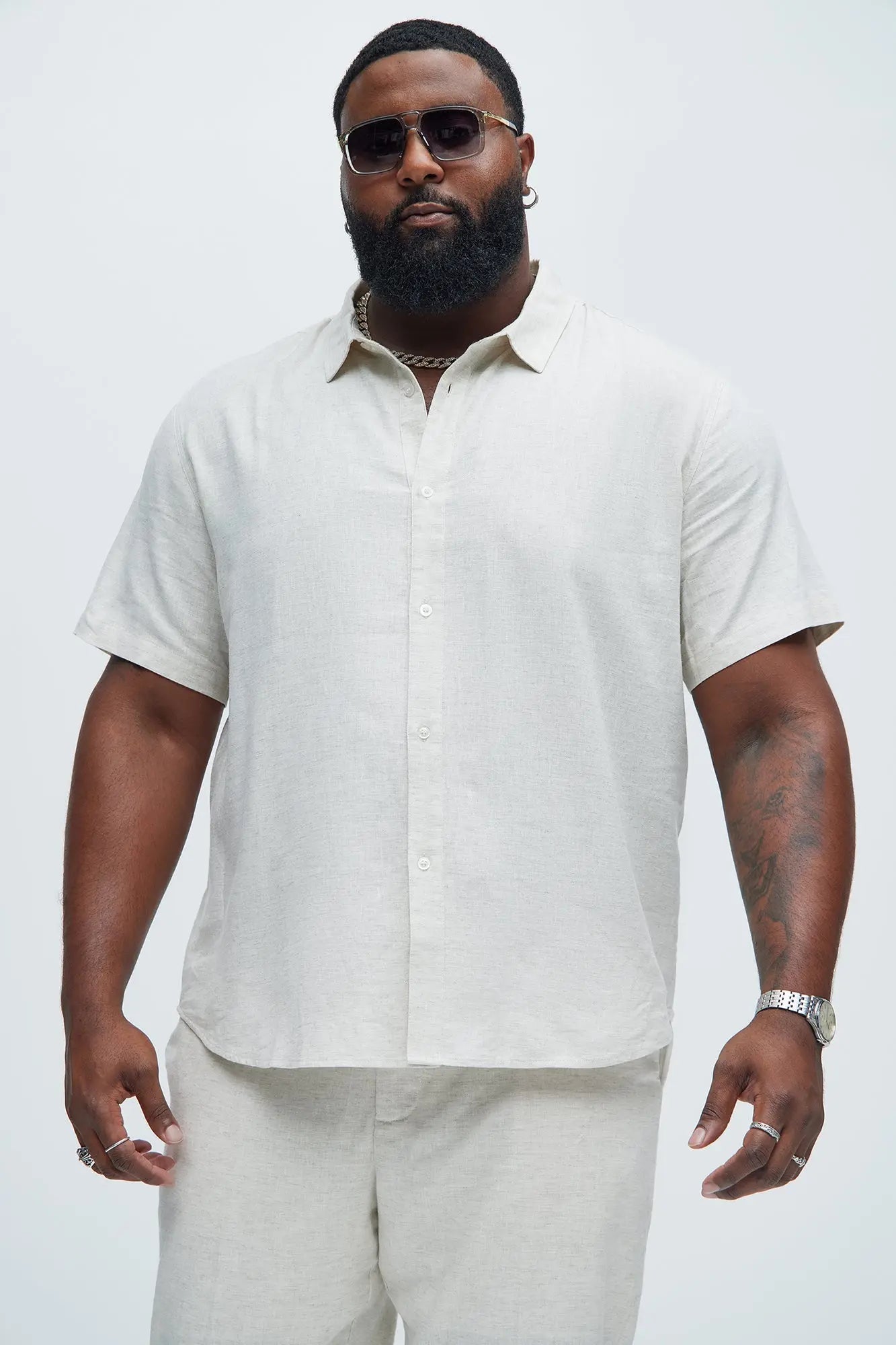 Bahamas Linen Classic Button Up Shirt - Oatmeal Fashion Nova