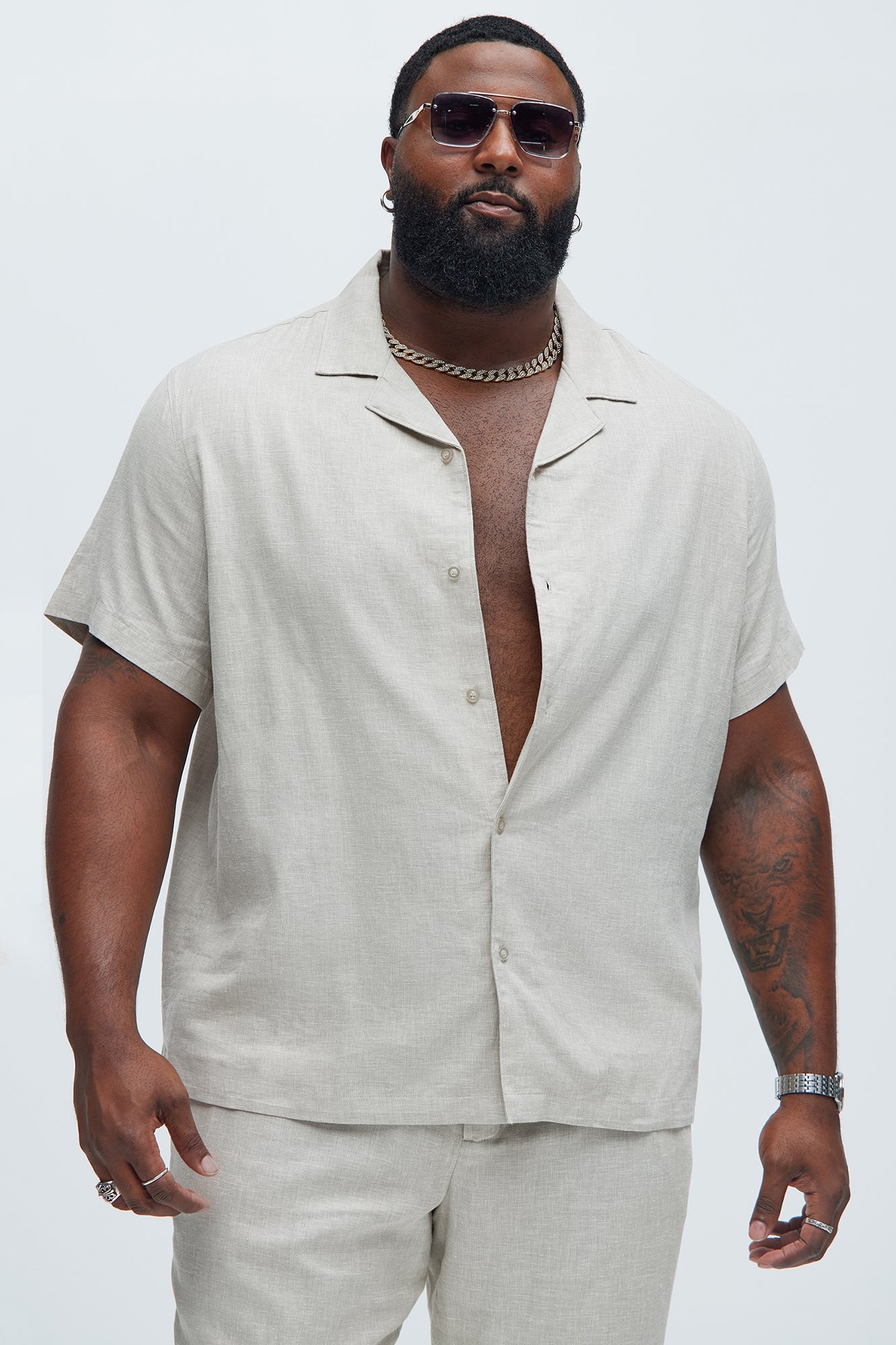 Bahamas Linen Shirt - Stone Fashion Nova