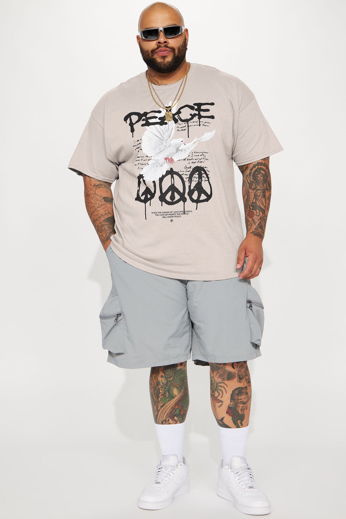 The Power Of Peace Short Sleeve Tee - Silver Fashion Nova