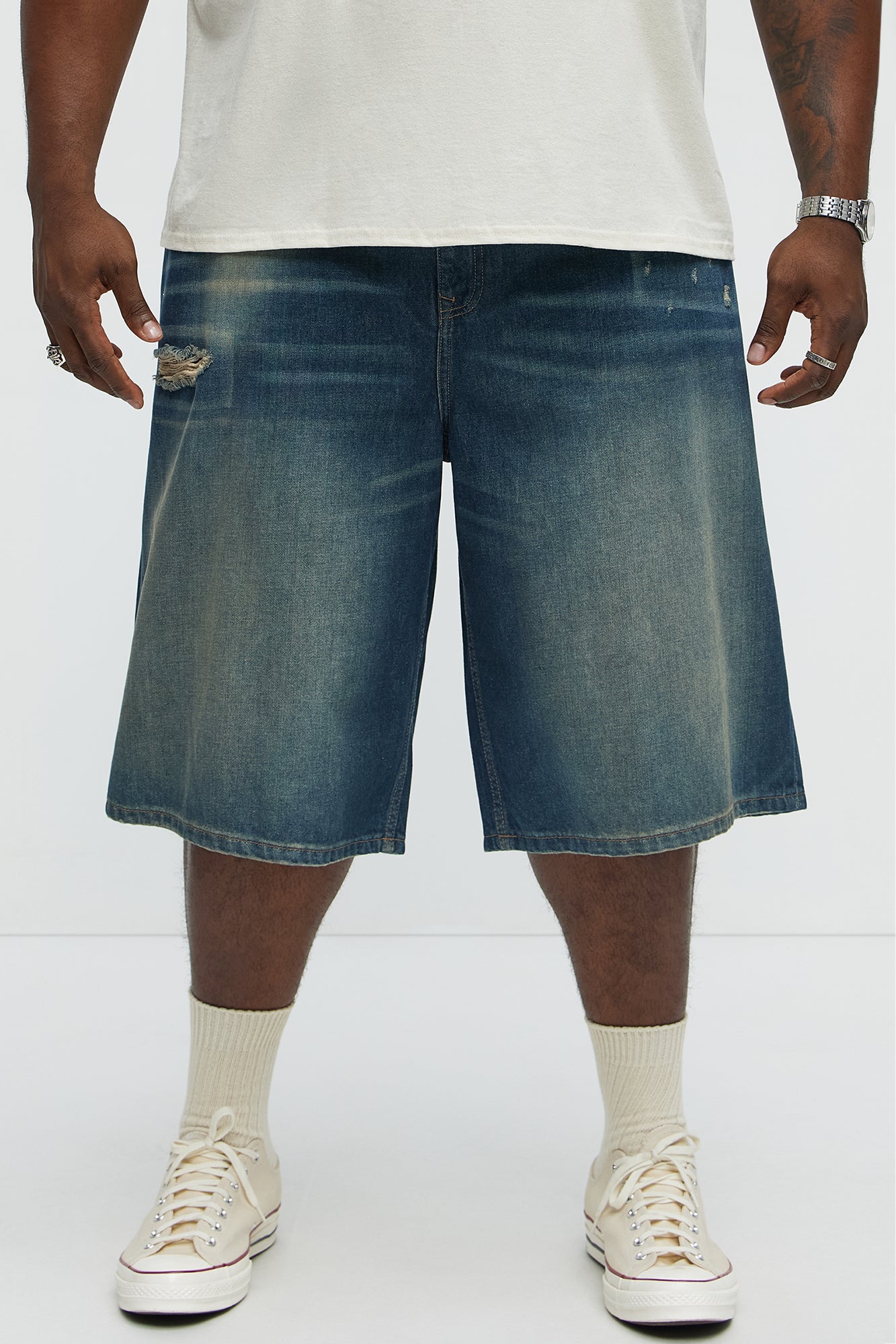Don't Hate Baggy Relaxed Denim Shorts - Dark Wash Fashion Nova