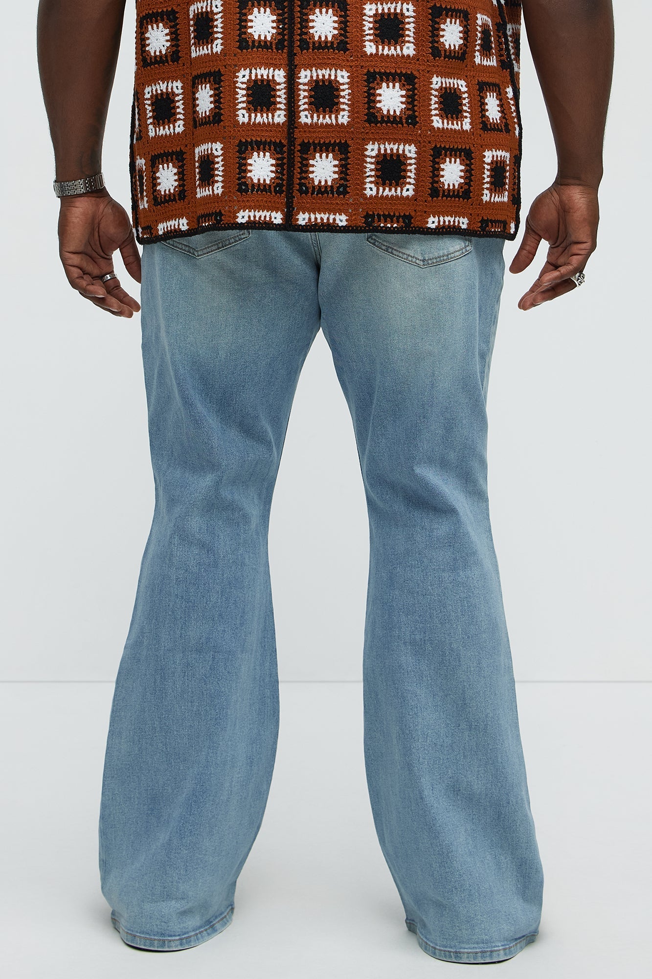 Stacked Slim Flare Grab Your Attention Jeans - Light Blue Wash Fashion Nova