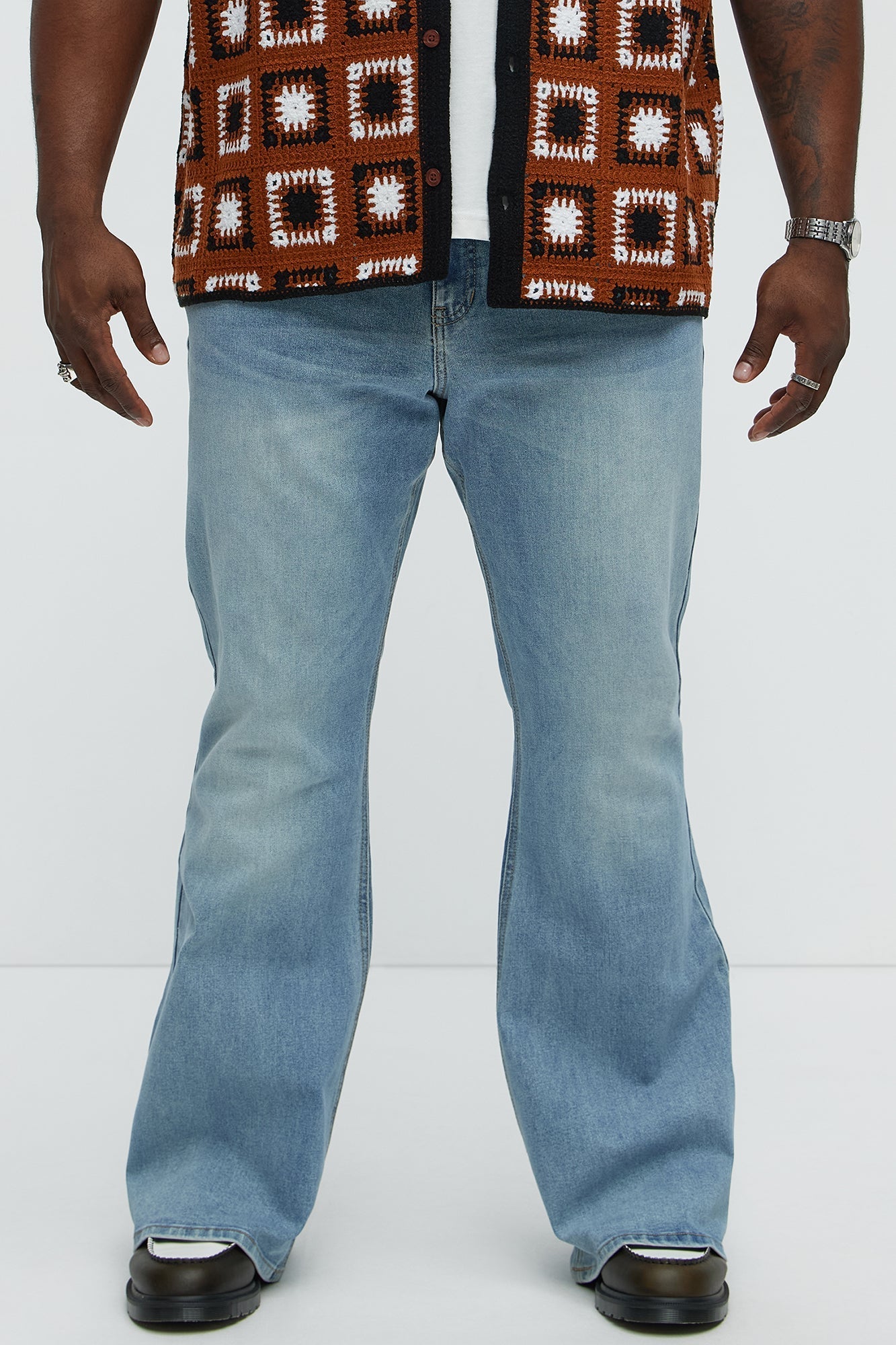 Stacked Slim Flare Grab Your Attention Jeans - Light Blue Wash Fashion Nova