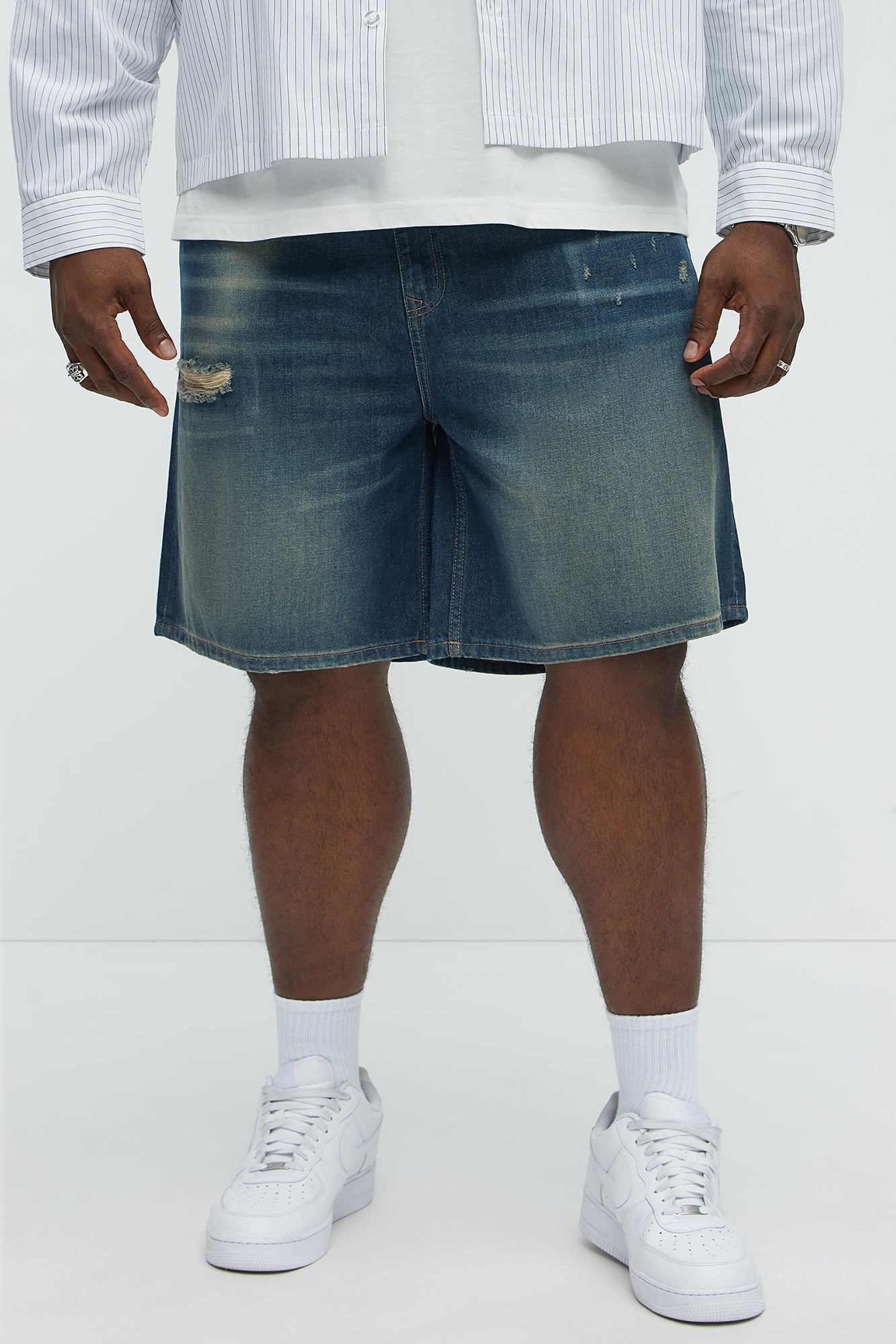 Don't Hate Relaxed Denim Shorts - Dark Wash Fashion Nova