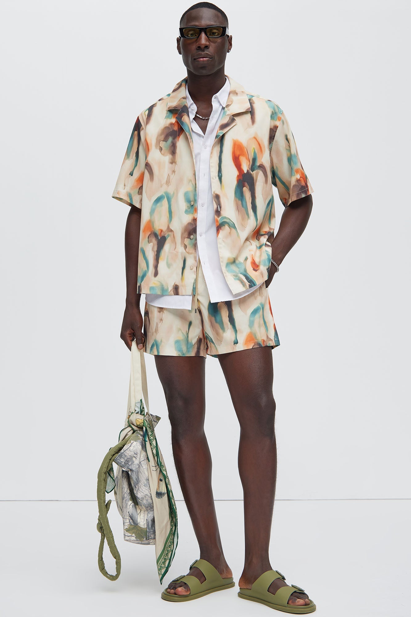 Capen Watercolor Swim Mid Trunk - Multi Color Fashion Nova