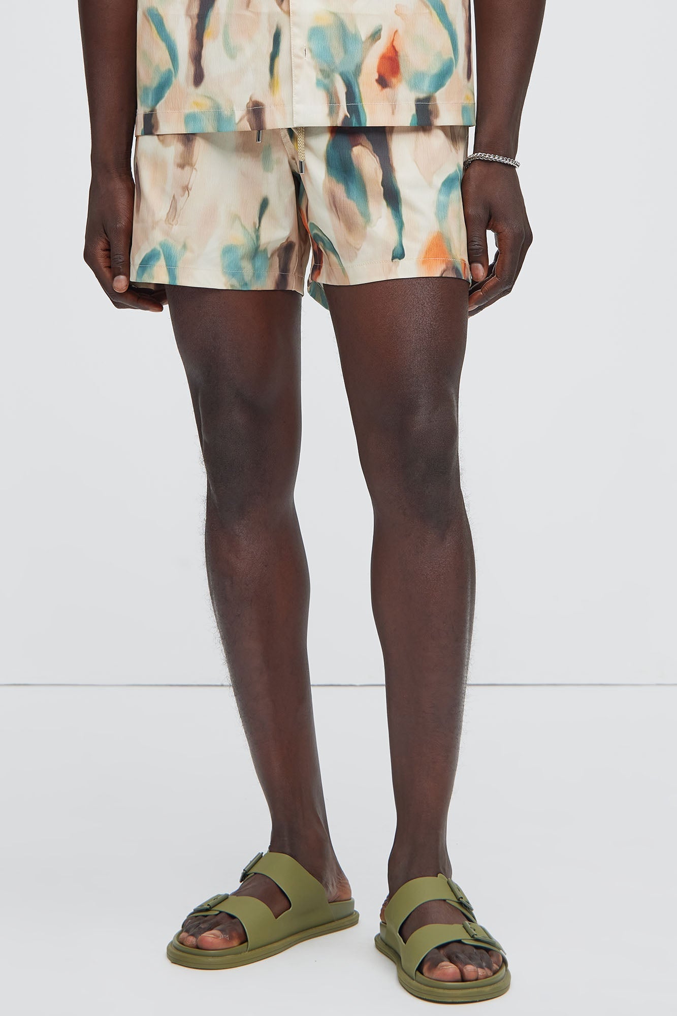 Capen Watercolor Swim Mid Trunk - Multi Color Fashion Nova