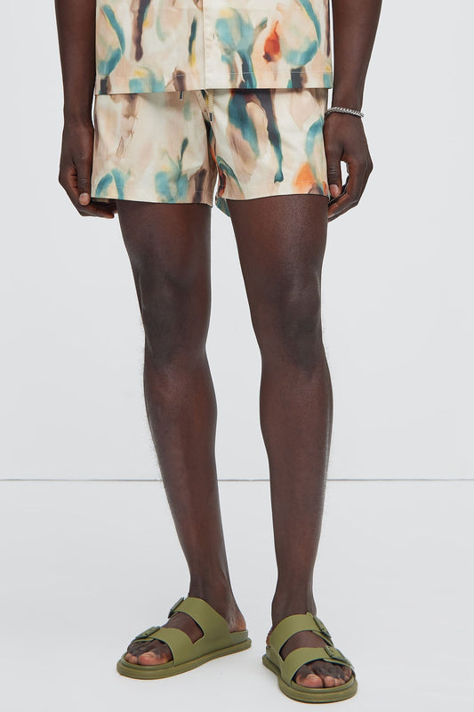 Capen Watercolor Swim Mid Trunk - Multi Color Fashion Nova