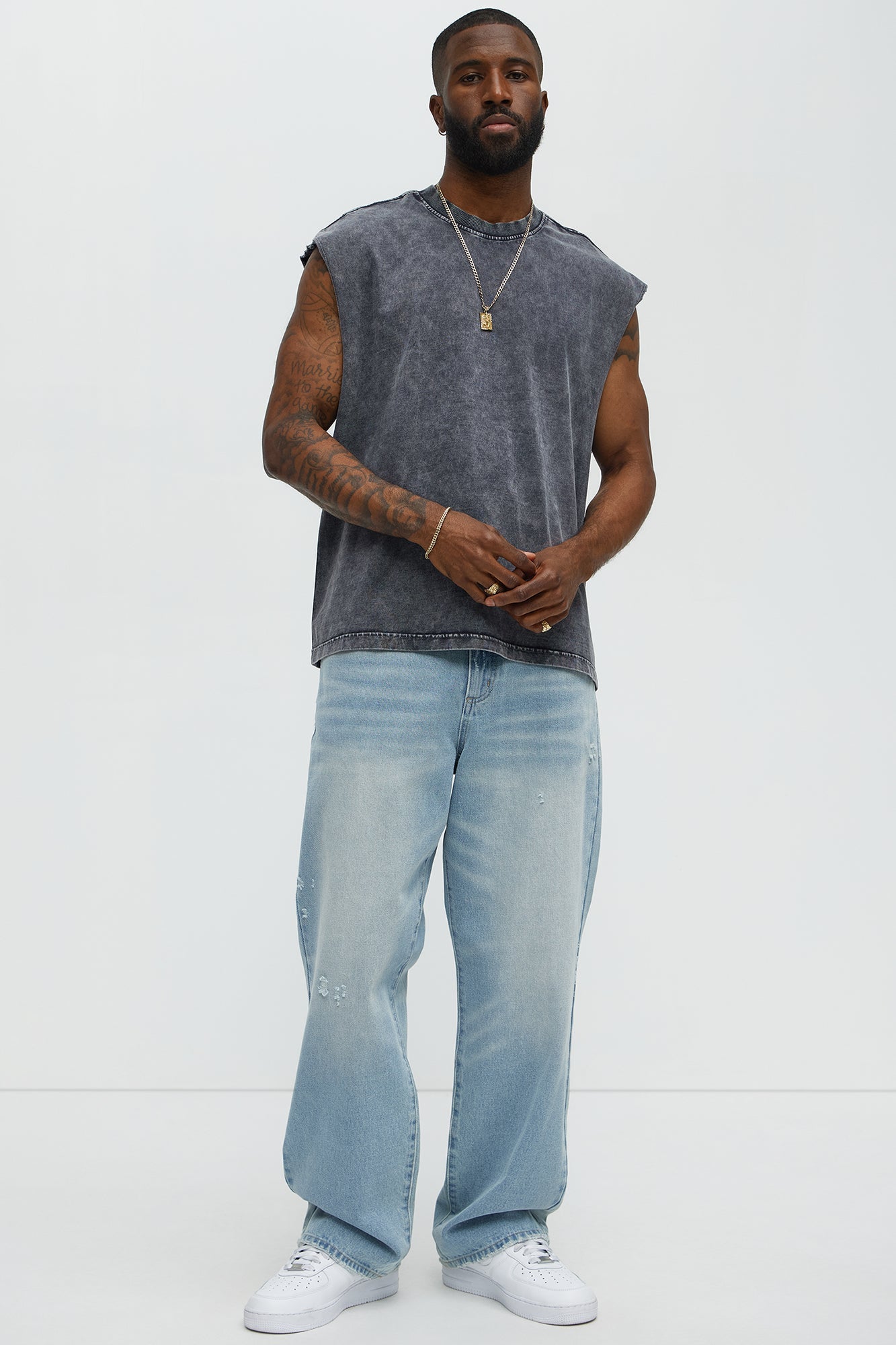 Relaxed Vintage Wash Heavyweight Muscle Tee - Black Wash Fashion Nova