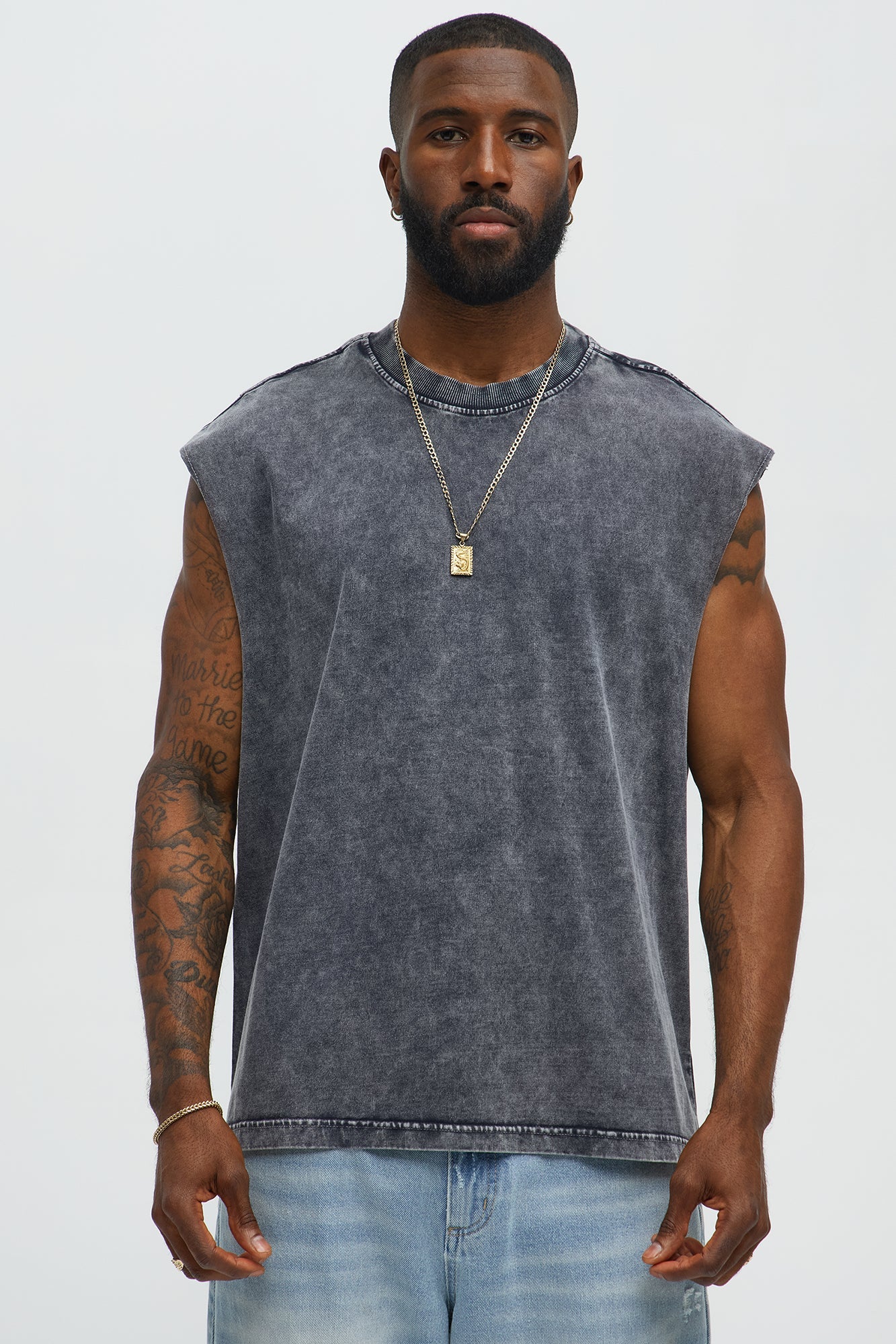Relaxed Vintage Wash Heavyweight Muscle Tee - Black Wash Fashion Nova