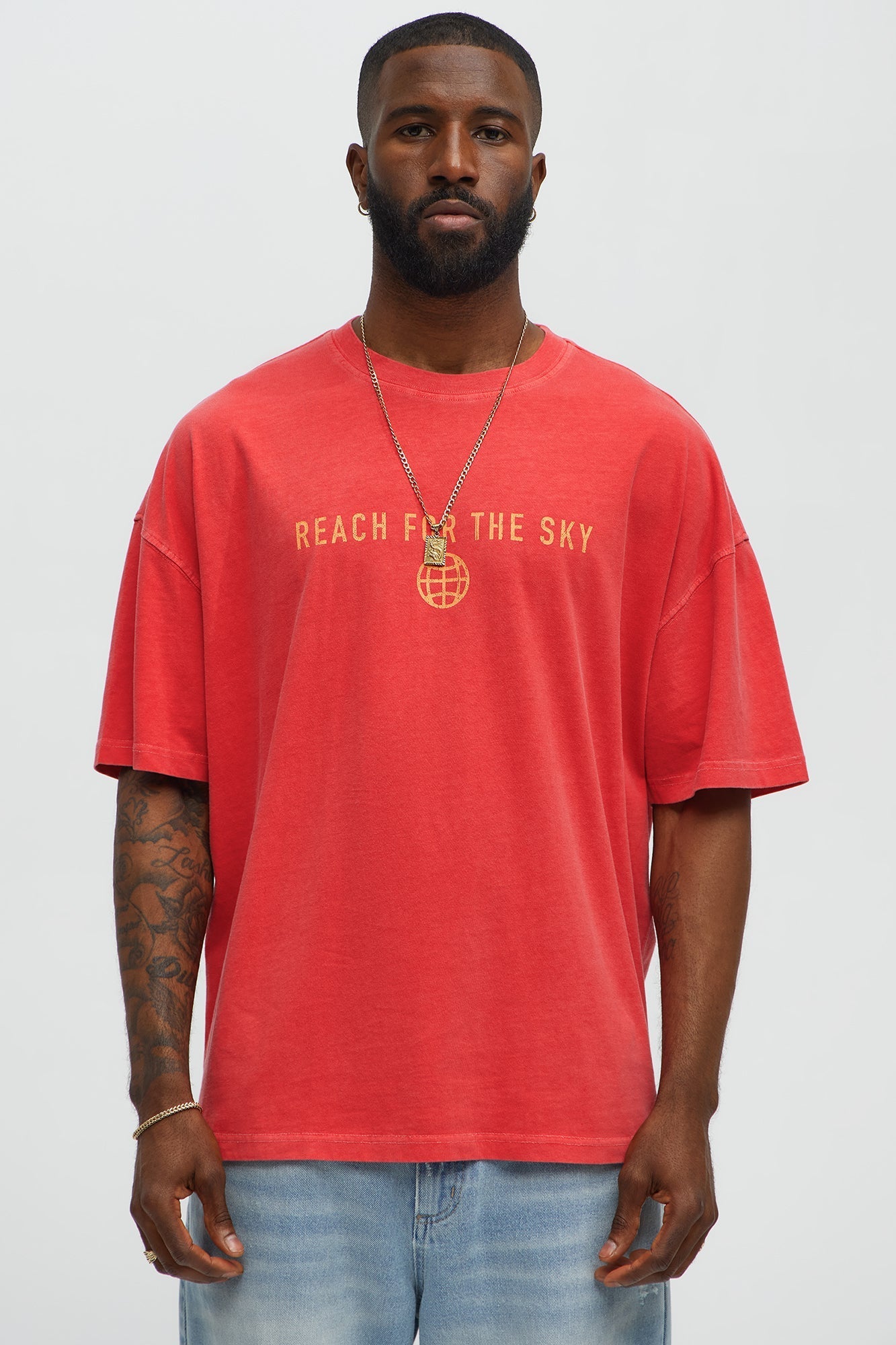 Reach For The Sky Oversized Short Sleeve Tee - Coral Fashion Nova