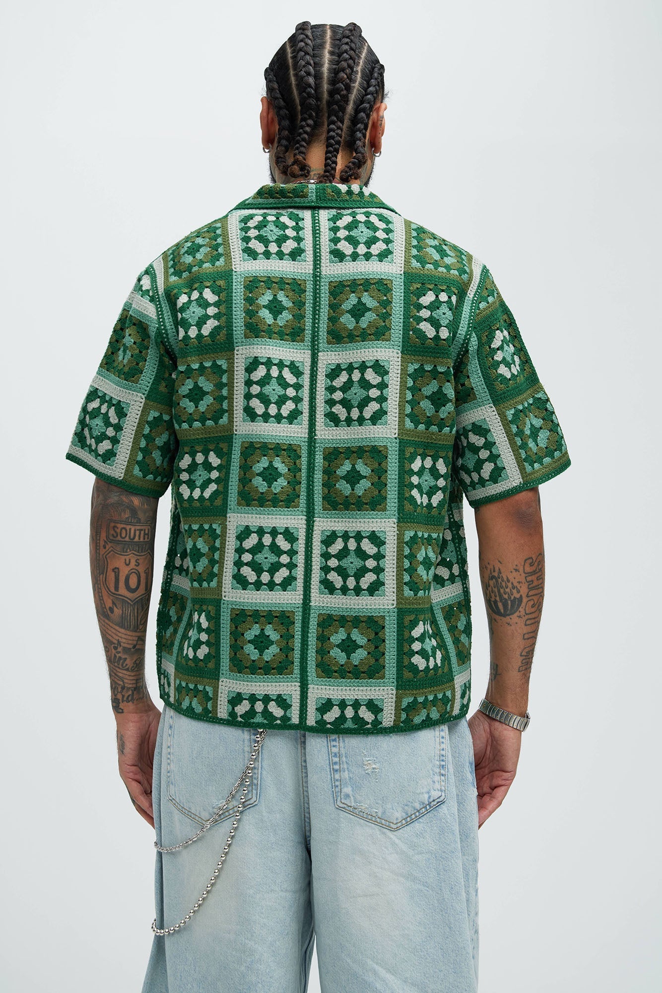 Nolan Textured Shirt - Green/combo Fashion Nova