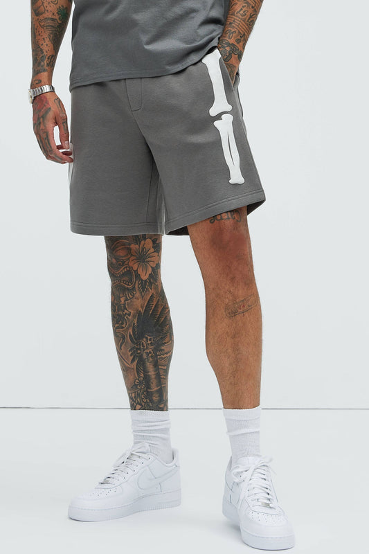Tyson Bones Relaxed Shorts - Charcoal Fashion Nova