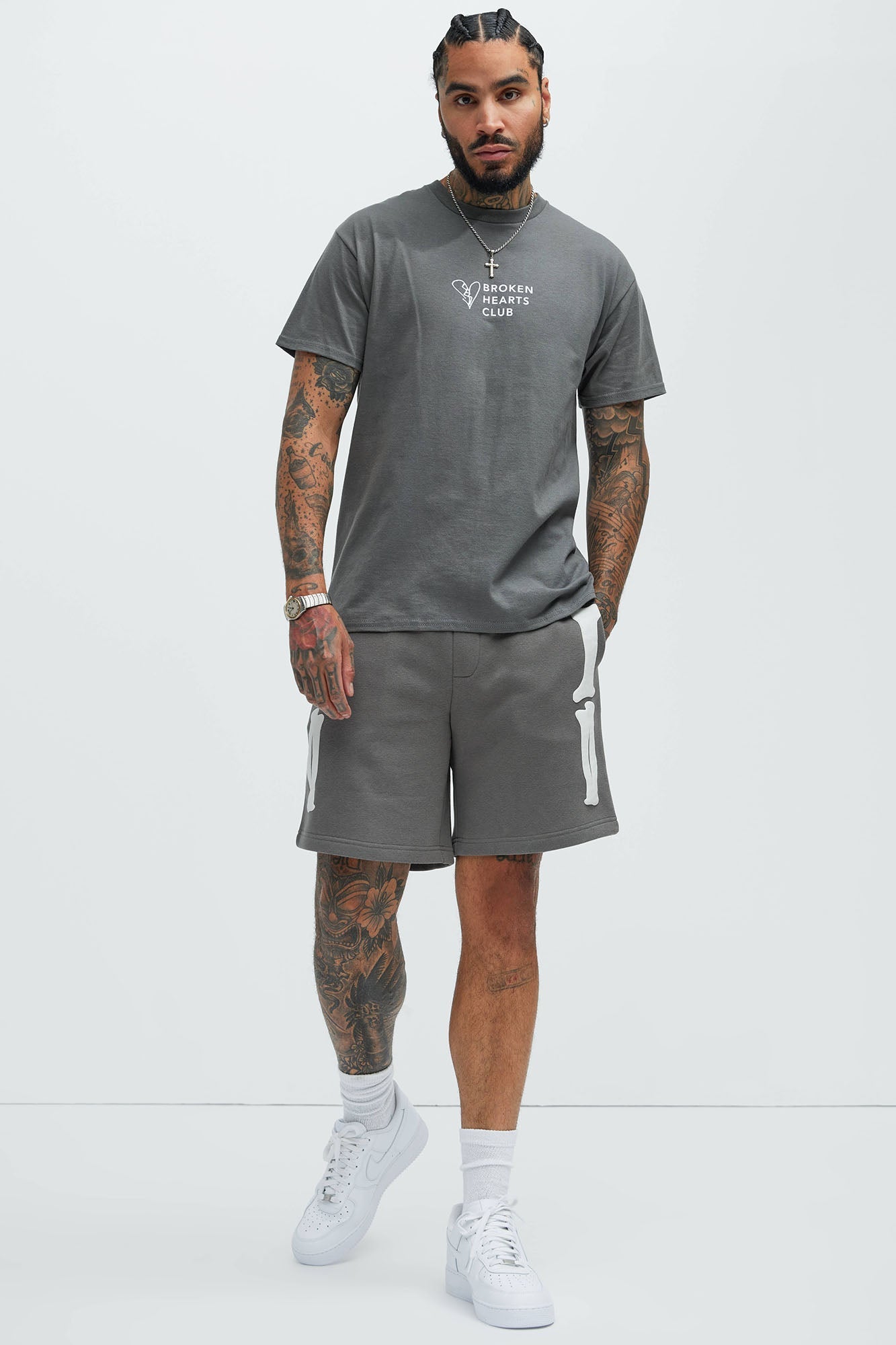 Tyson Bones Relaxed Shorts - Charcoal Fashion Nova