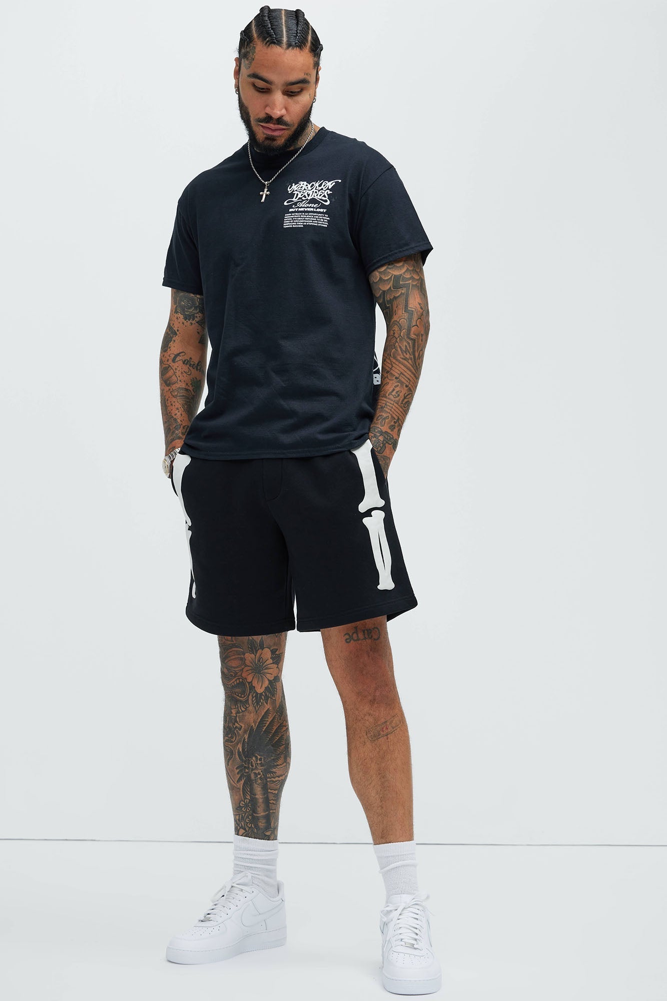 Tyson Bones Relaxed Shorts - Black Fashion Nova