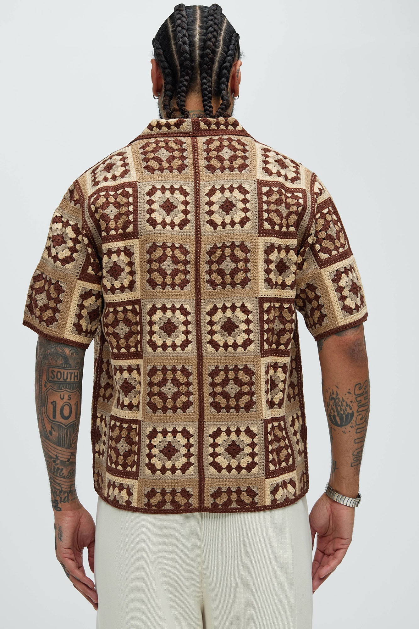 Nolan Textured Shirt - Brown/combo Fashion Nova