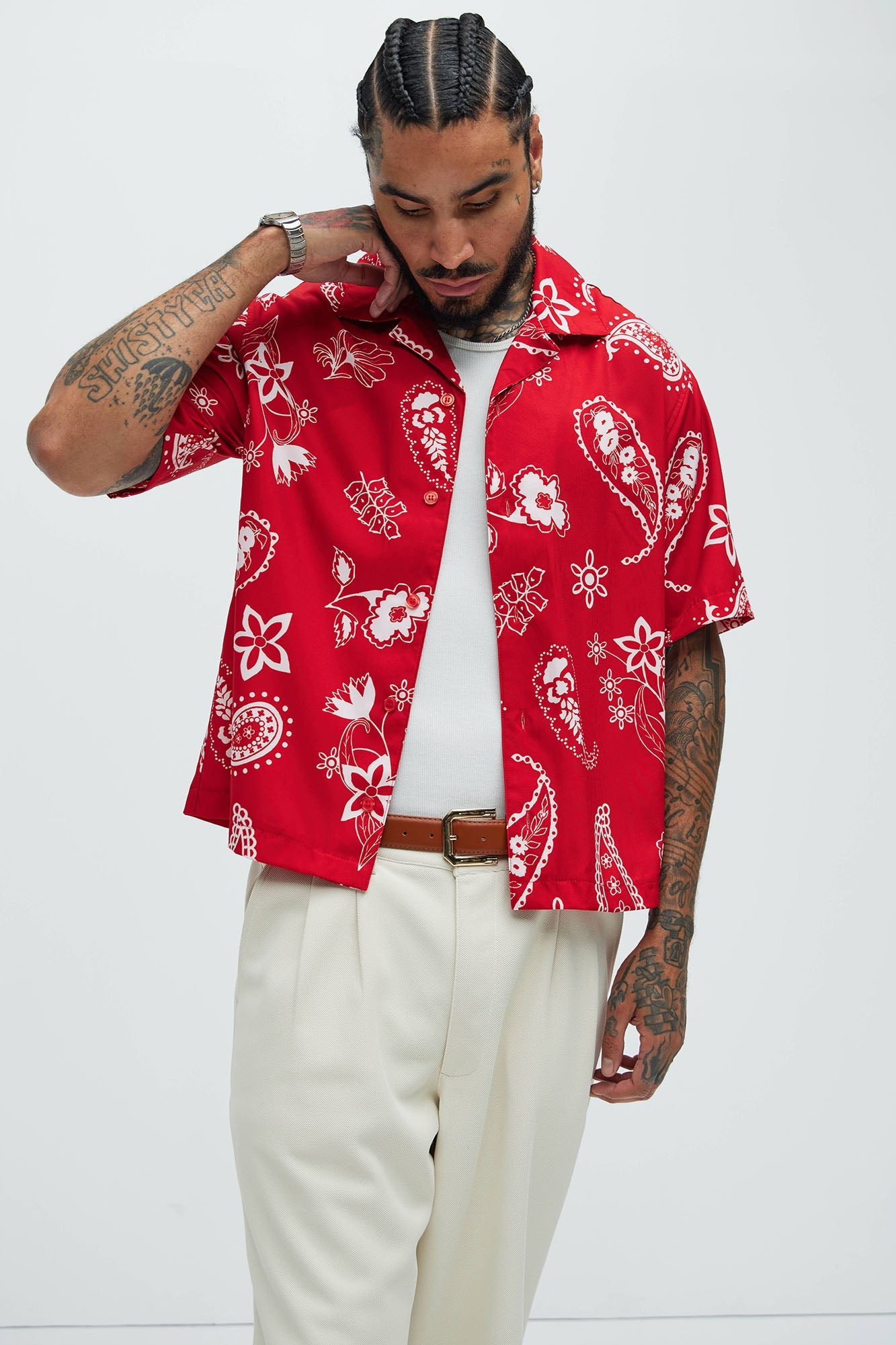 Gary Paisley Shirt - Red Fashion Nova