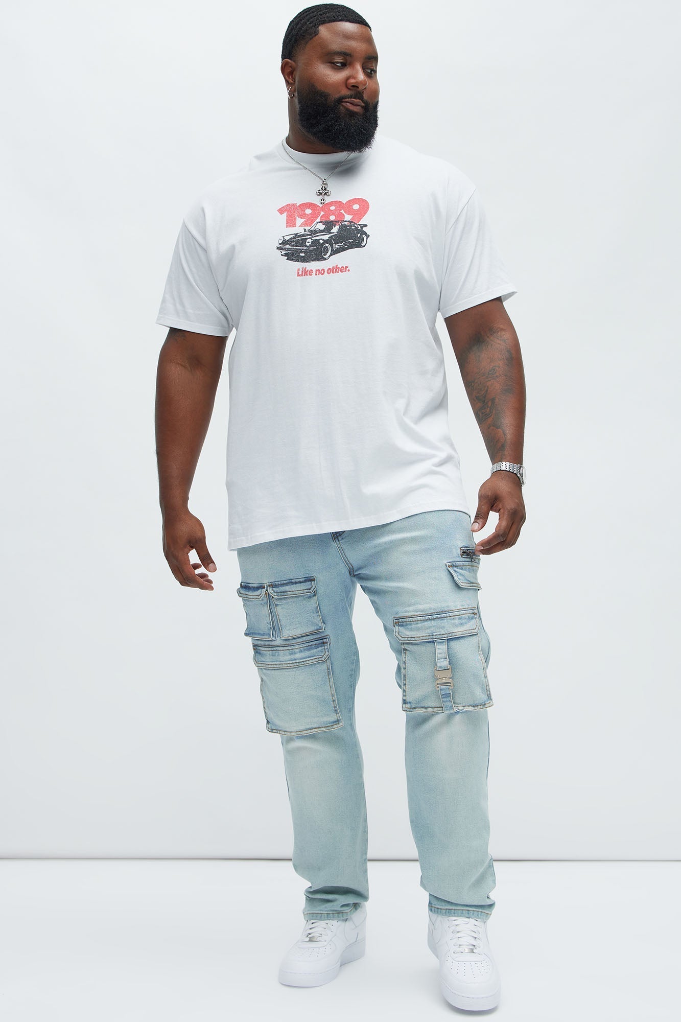 Cargo Pocket Slim Taper Jeans - Light Blue Wash Fashion Nova