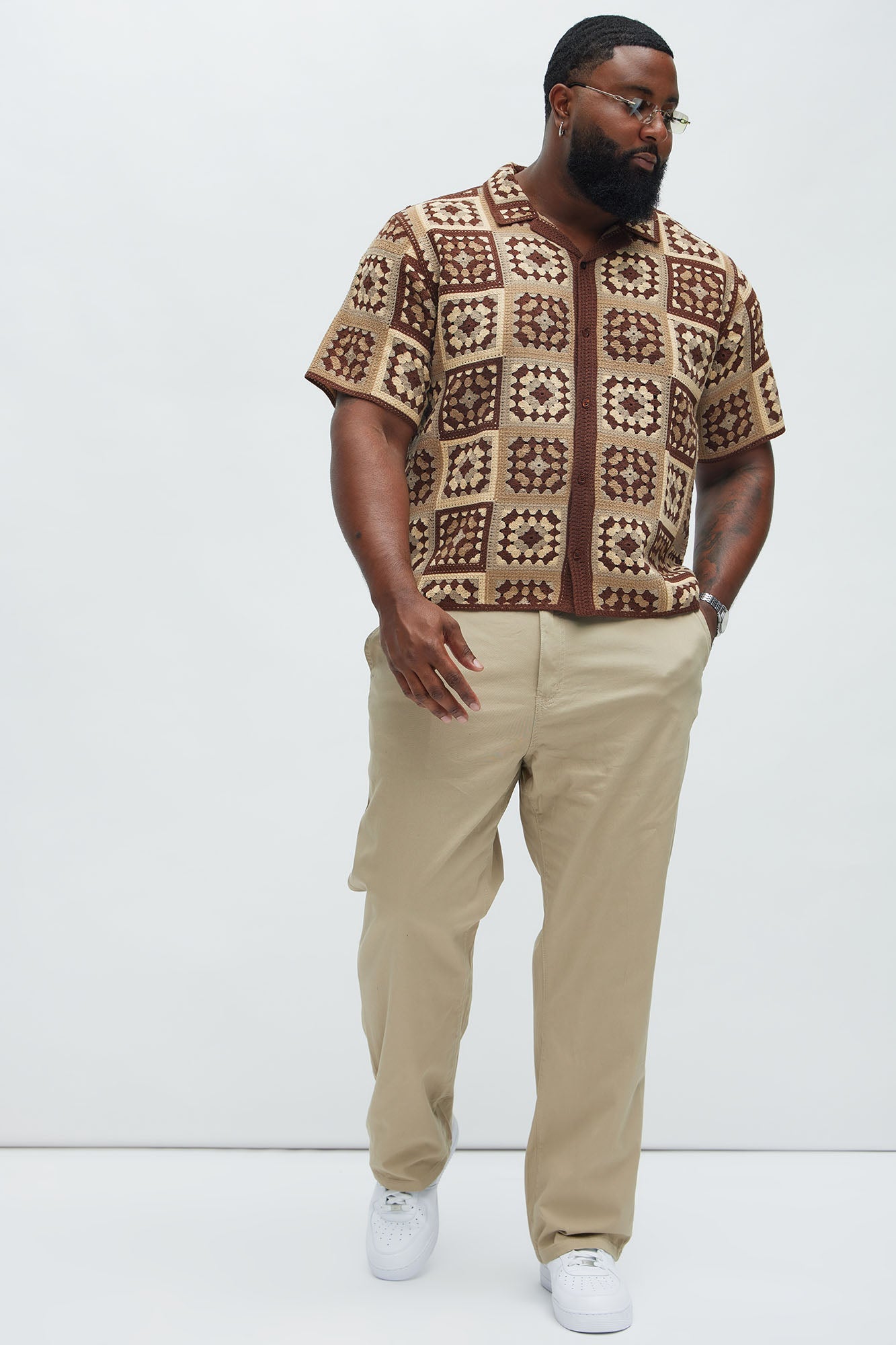 Nolan Textured Shirt - Brown/combo Fashion Nova