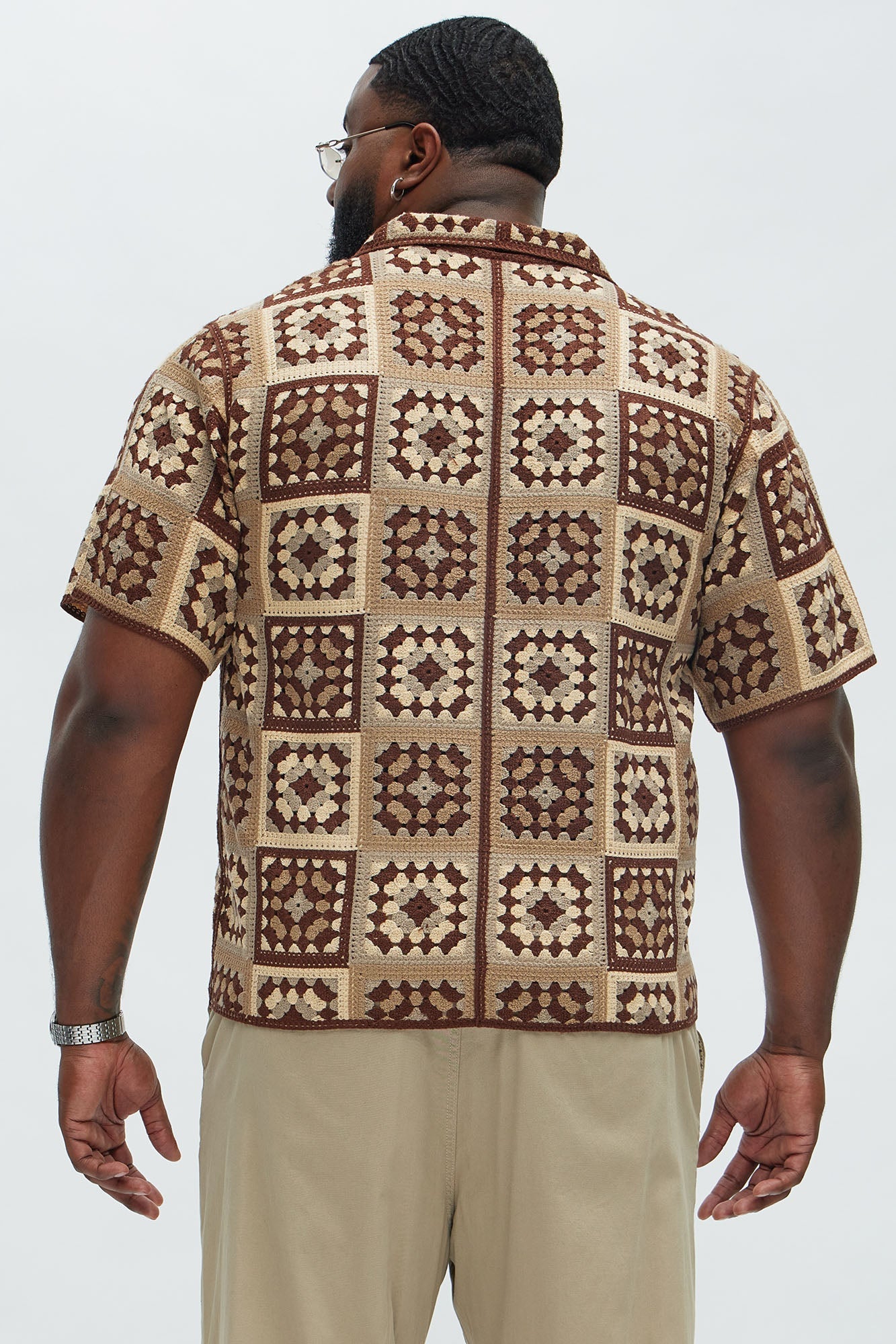 Nolan Textured Shirt - Brown/combo Fashion Nova