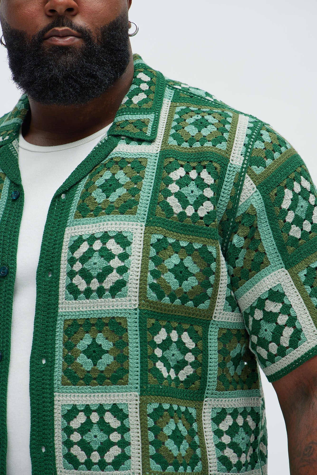 Nolan Textured Shirt - Green/combo Fashion Nova