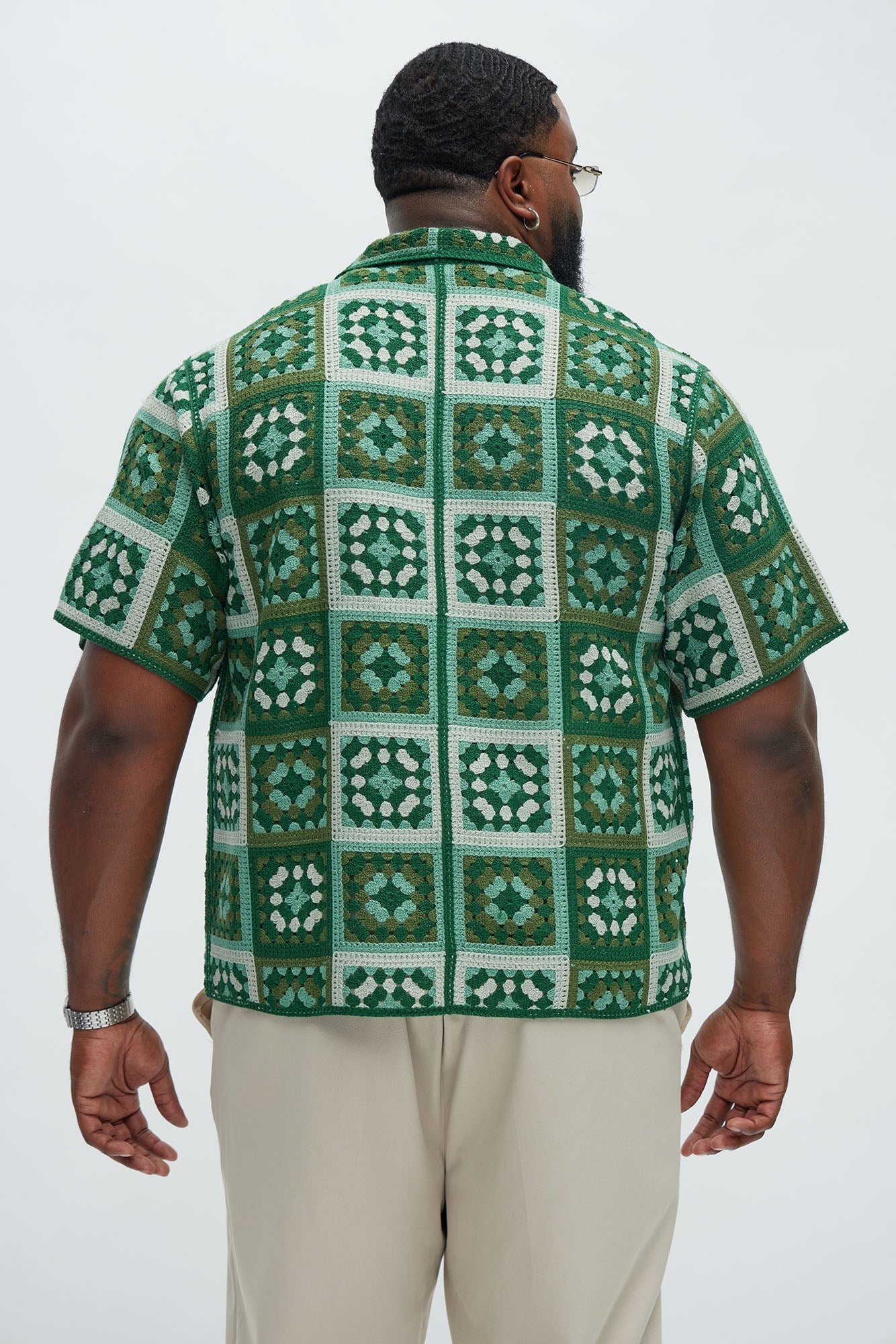 Nolan Textured Shirt - Green/combo Fashion Nova