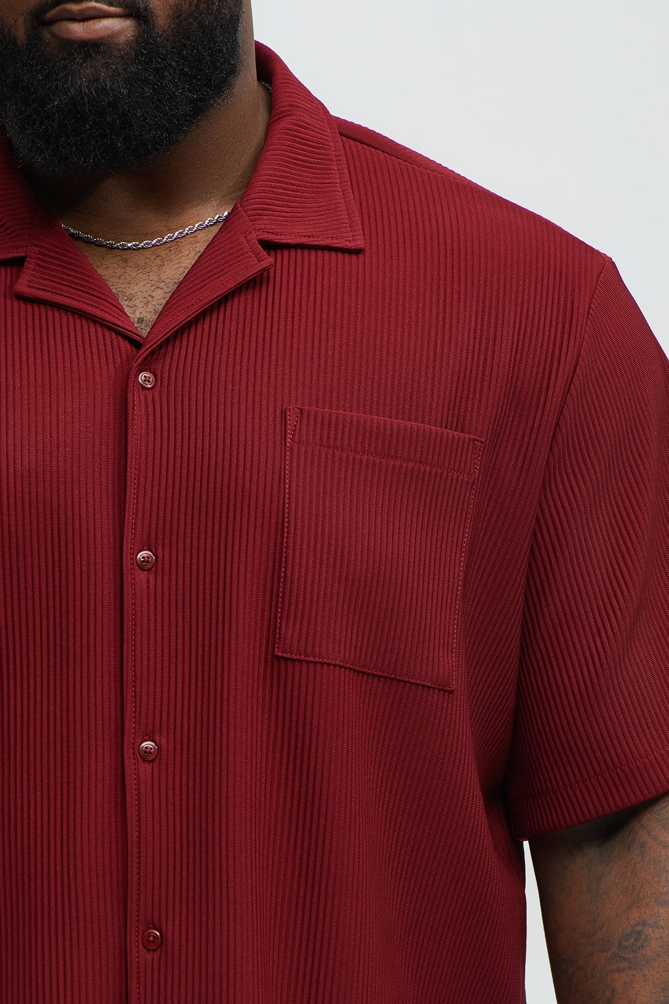 Show Up Short Sleeve Cuban Shirt - Burgundy Fashion Nova