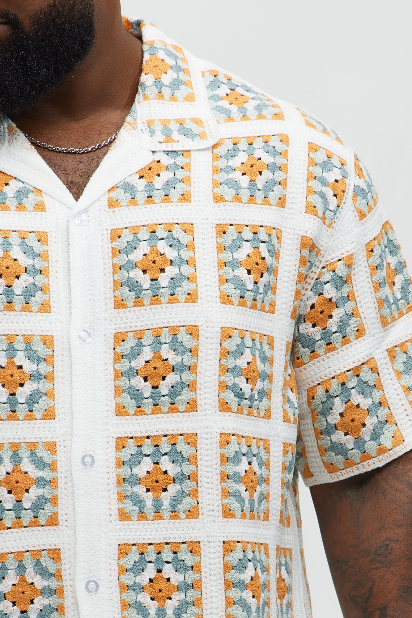 Nolan Textured Shirt - White/combo Fashion Nova