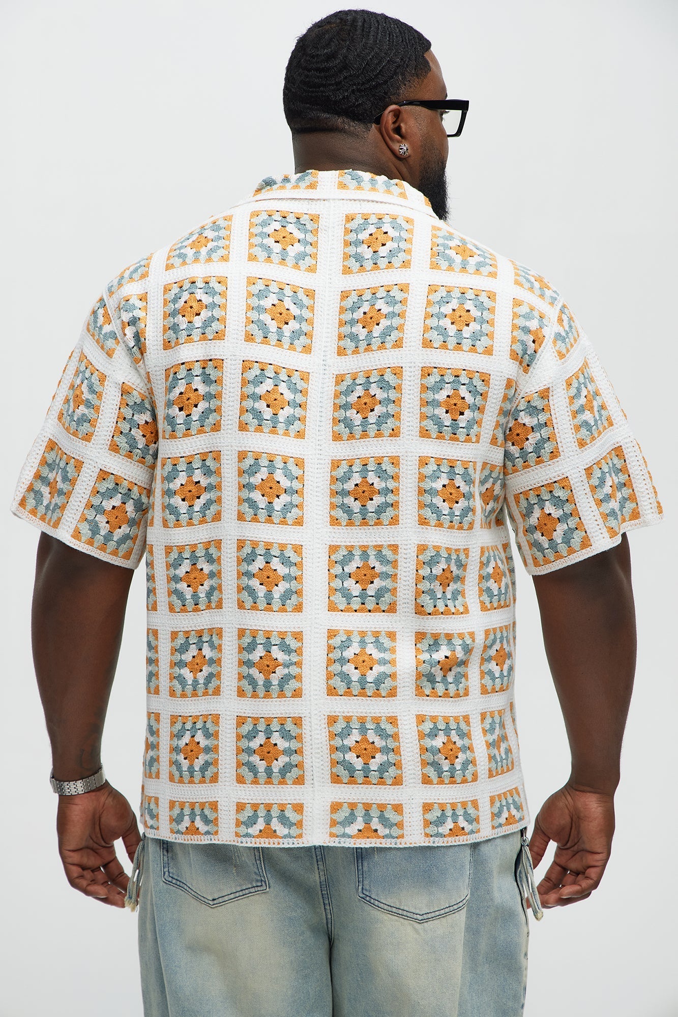 Nolan Textured Shirt - White/combo Fashion Nova