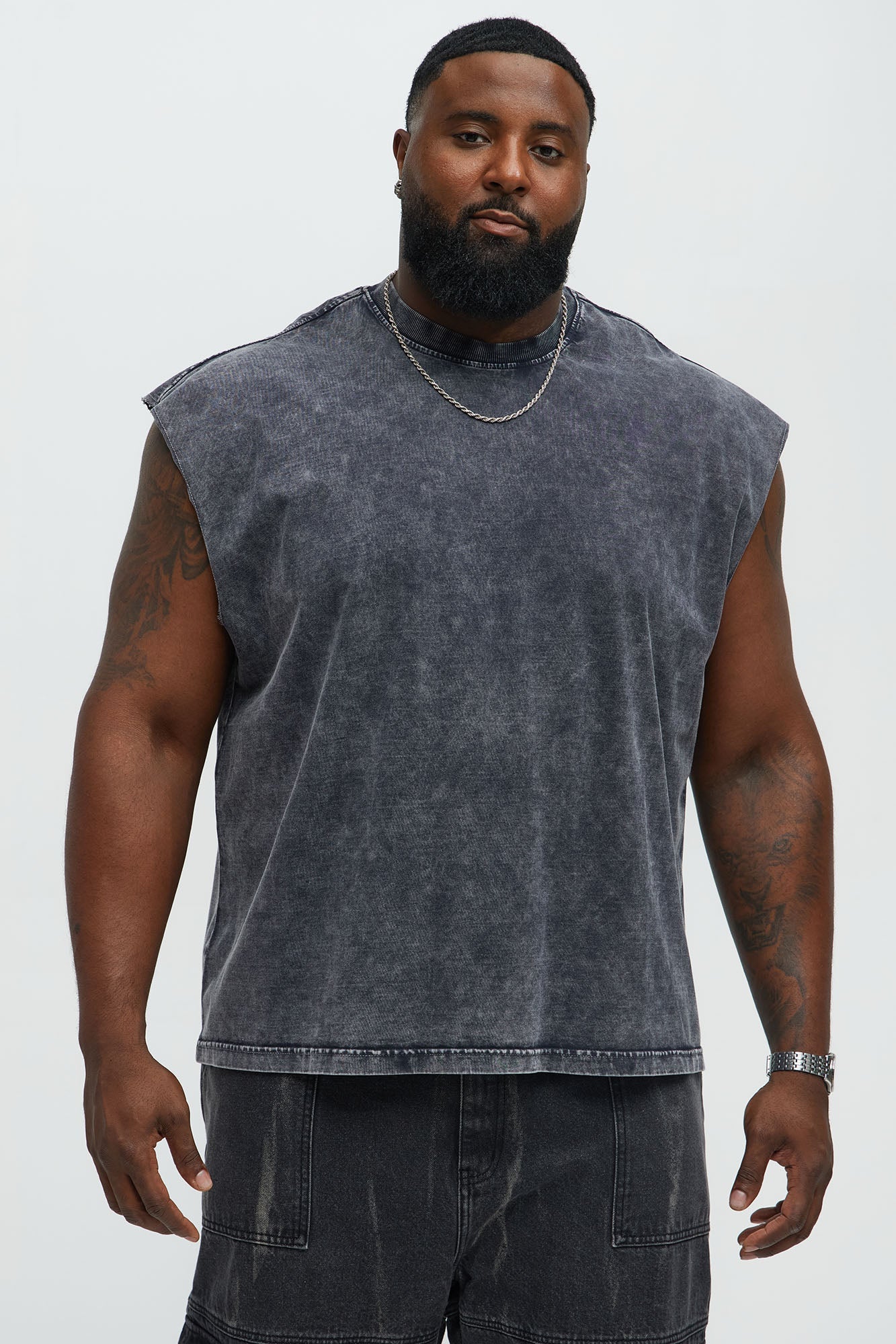 Relaxed Vintage Wash Heavyweight Muscle Tee - Black Wash Fashion Nova