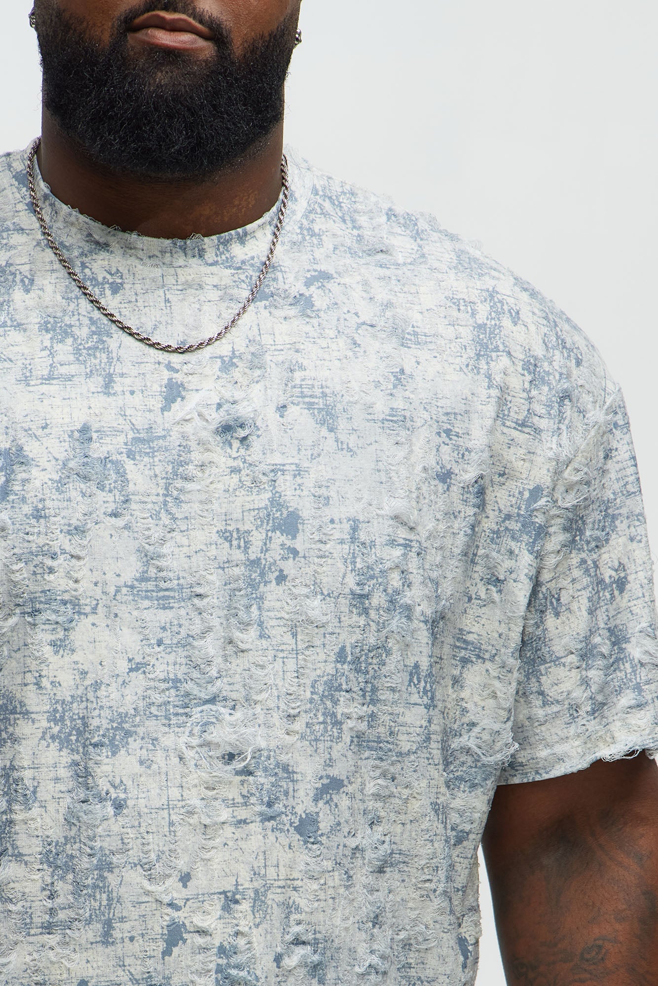 Distressed Relaxed Short Sleeve Tee Shirt - Cream Fashion Nova