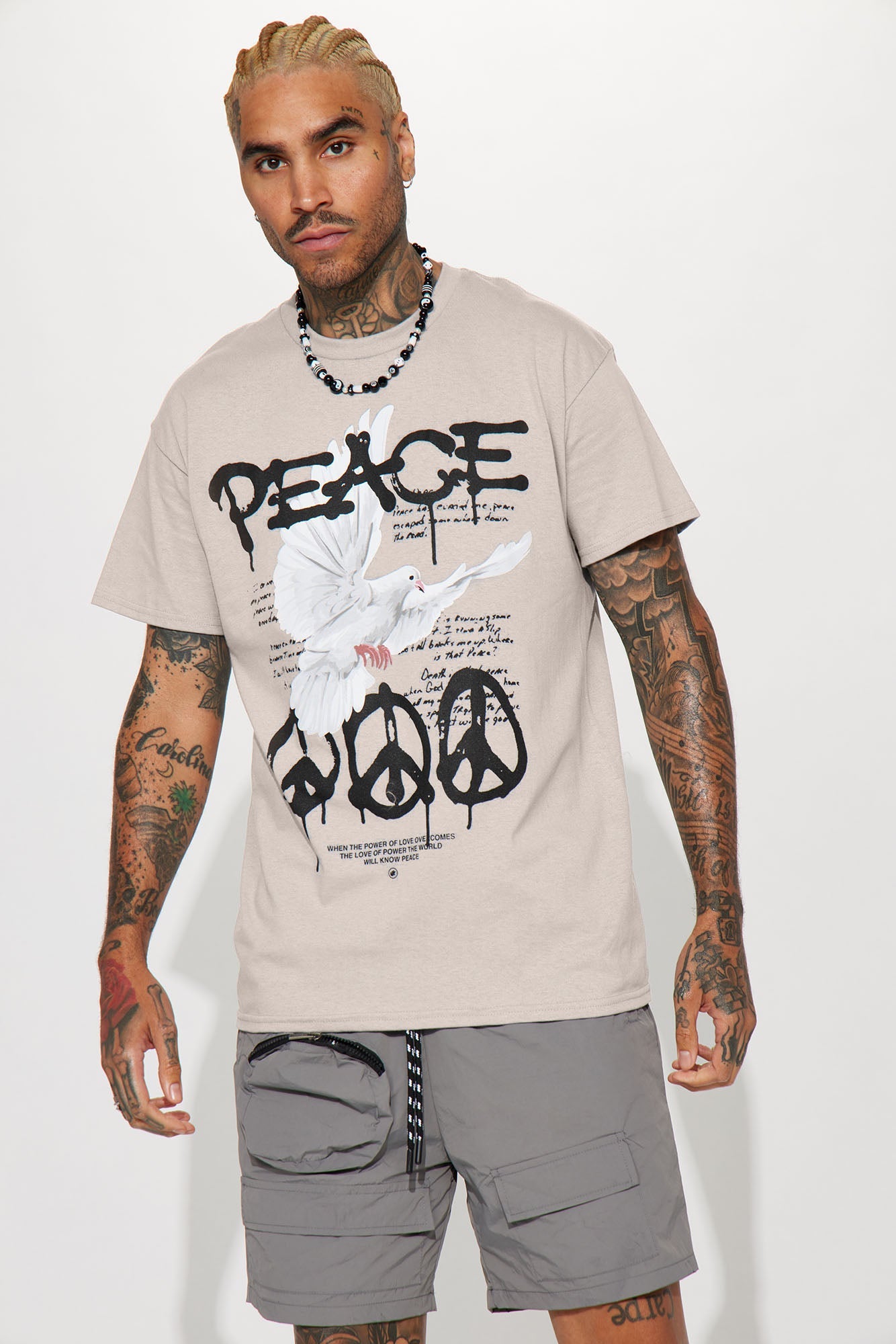 The Power Of Peace Short Sleeve Tee - Silver Fashion Nova