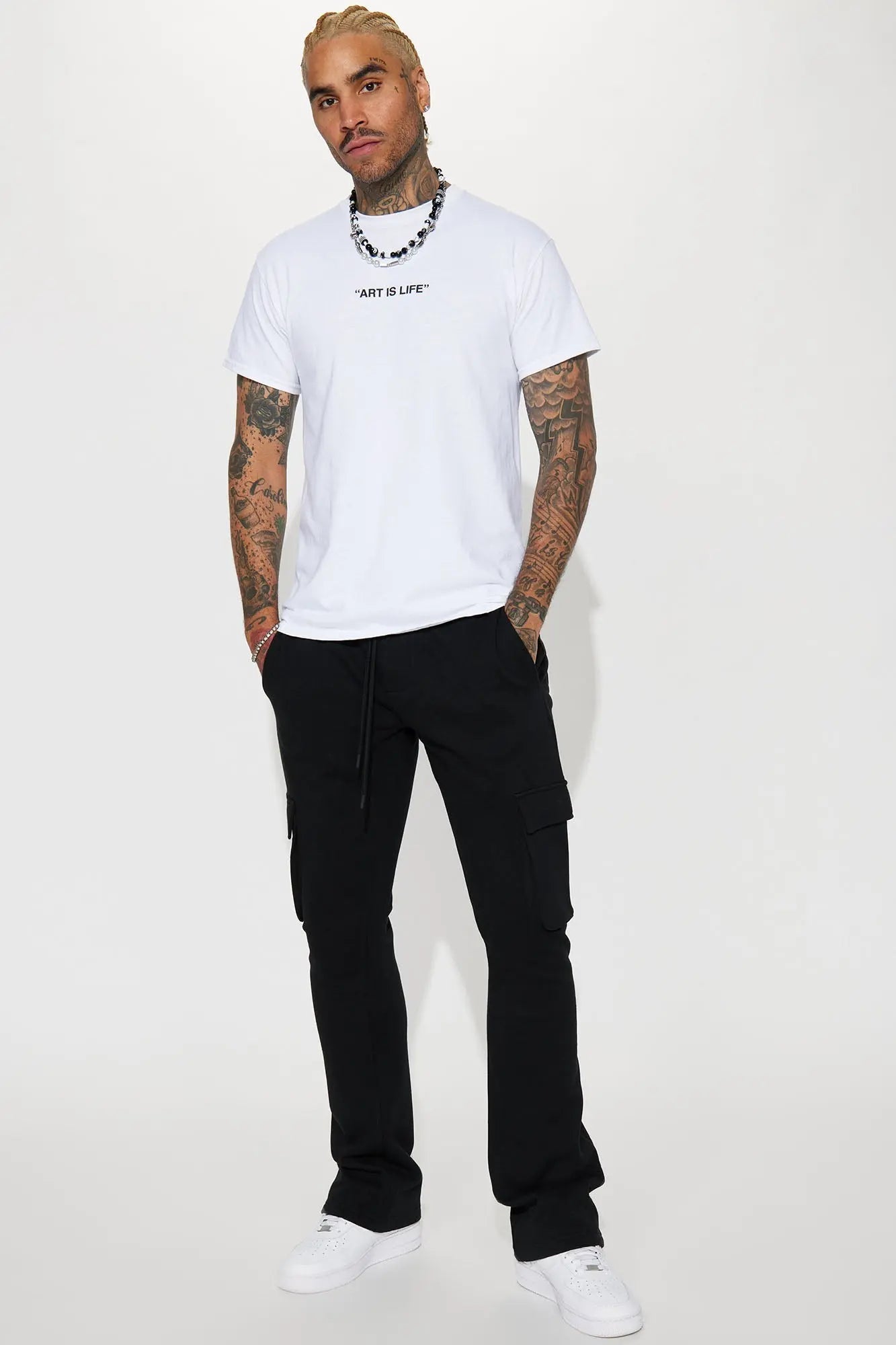 Tyson Cargo Skinny Flared Sweatpant - Black Fashion Nova