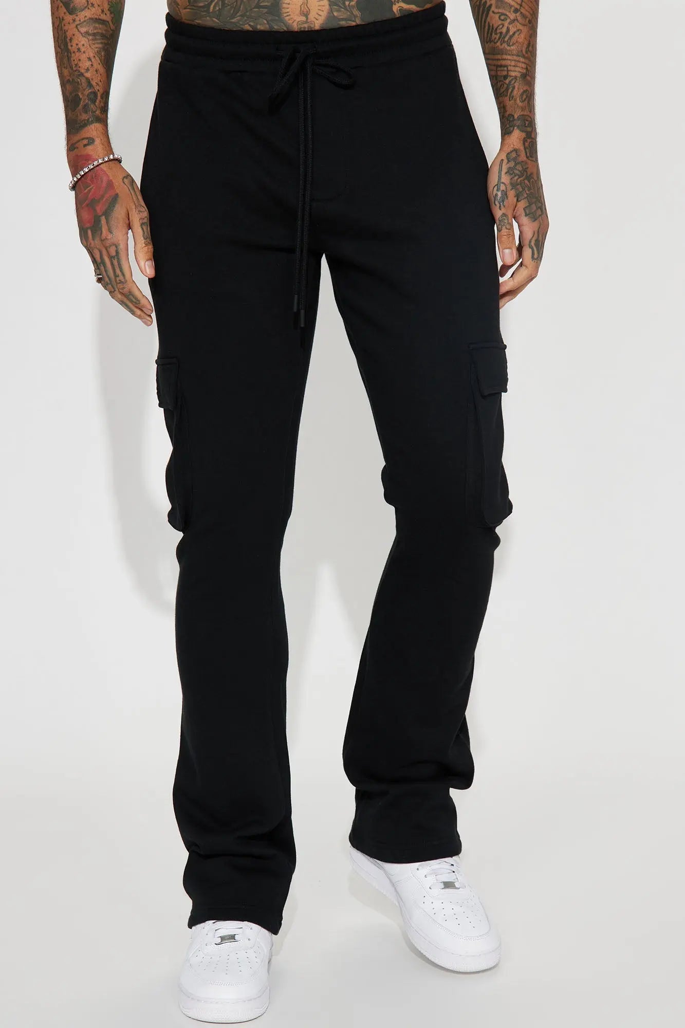 Tyson Cargo Skinny Flared Sweatpant - Black Fashion Nova