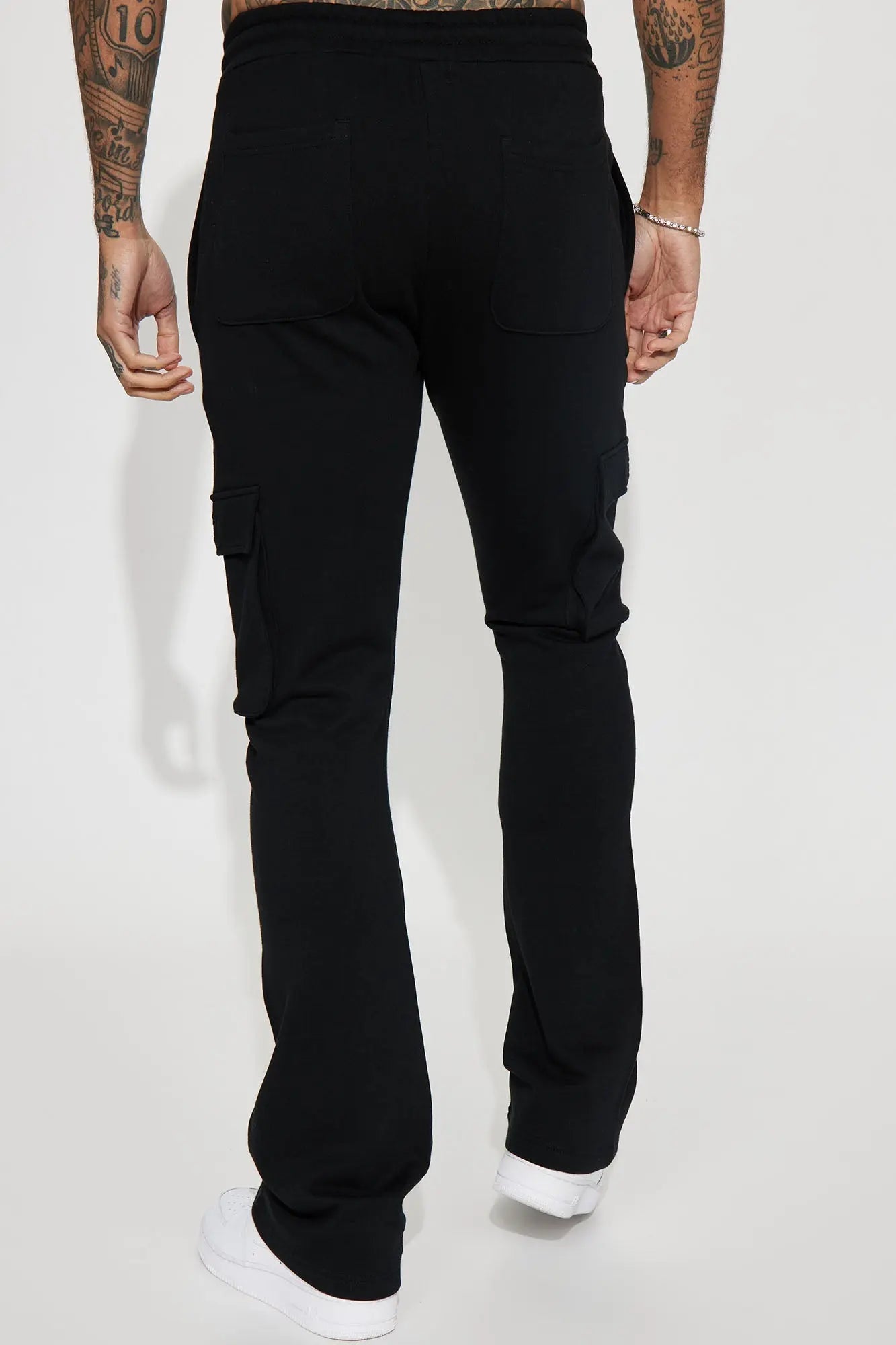 Tyson Cargo Skinny Flared Sweatpant - Black Fashion Nova