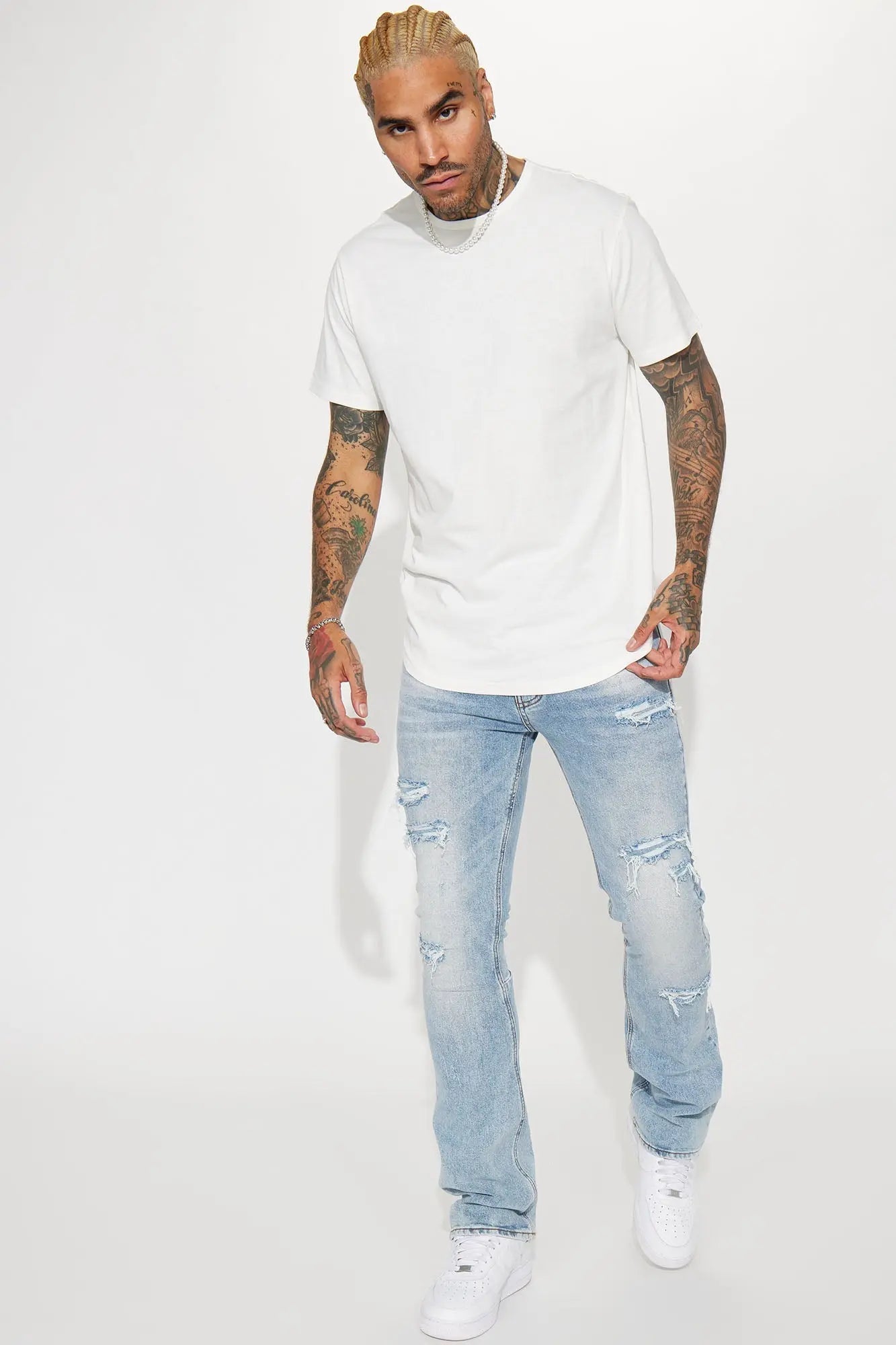 Essential Short Sleeve Scallop Crew Tee - White Fashion Nova