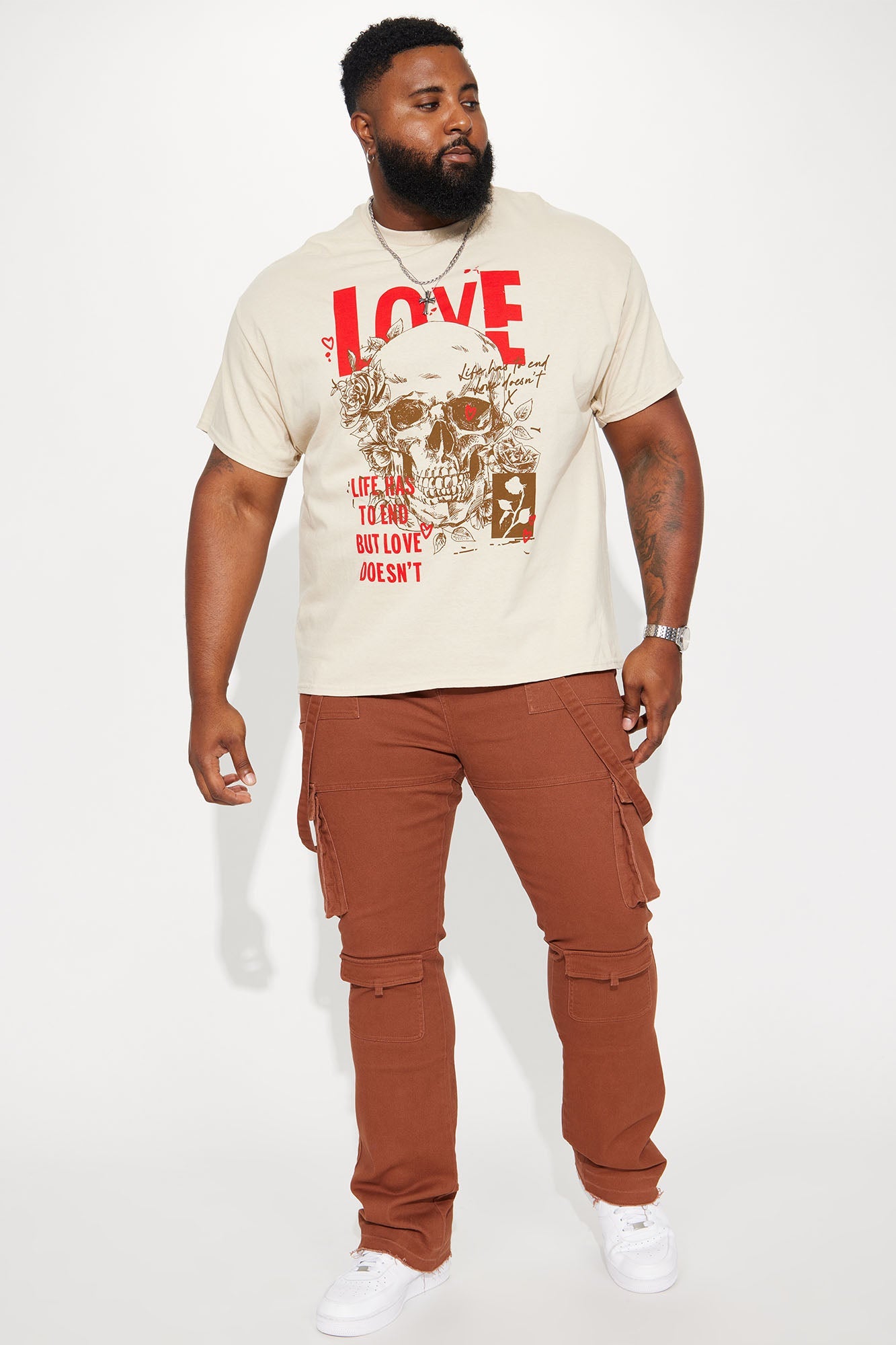 Love Doesn't End Short Sleeve Tee - Tan Fashion Nova