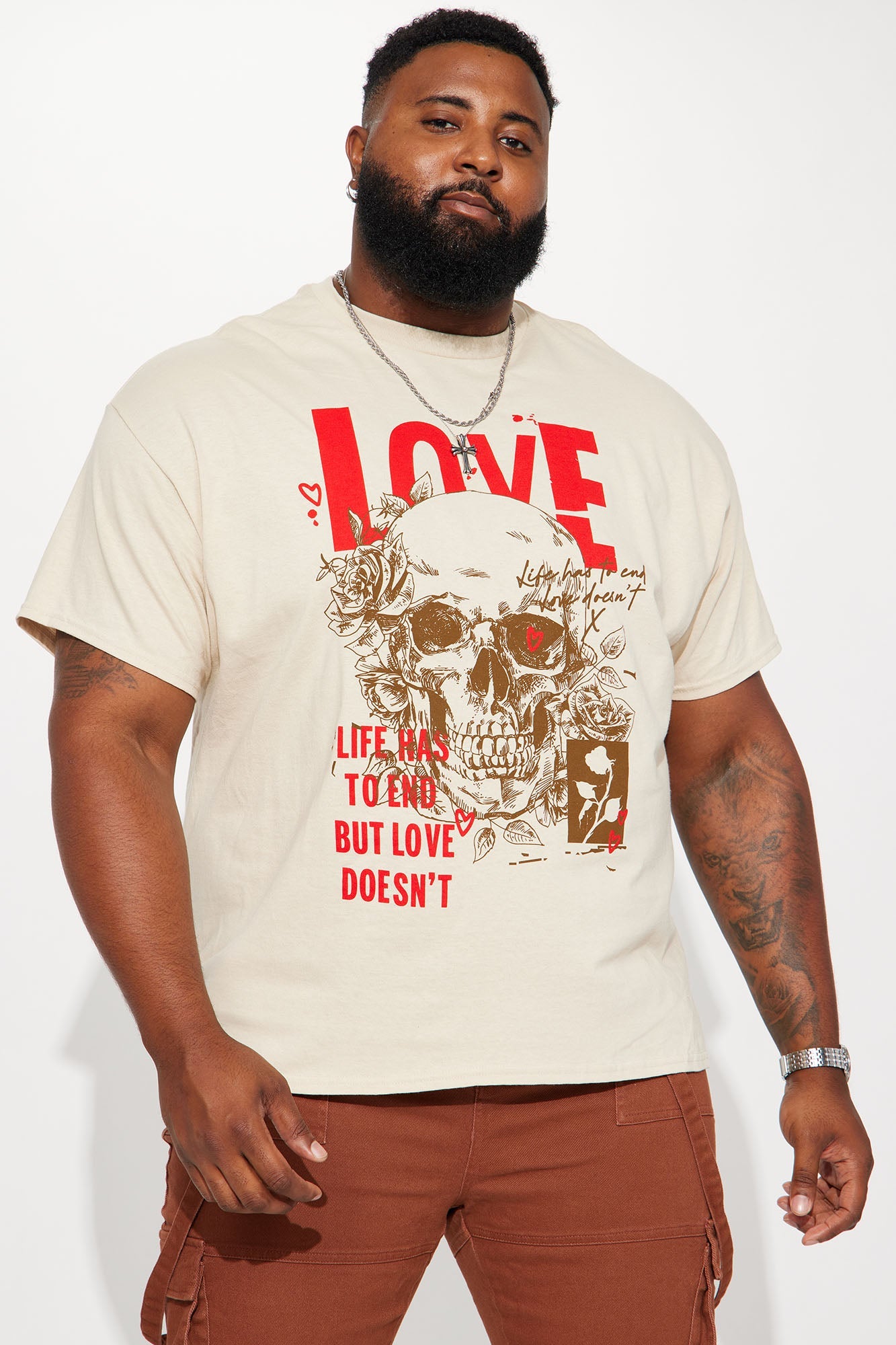 Love Doesn't End Short Sleeve Tee - Tan Fashion Nova