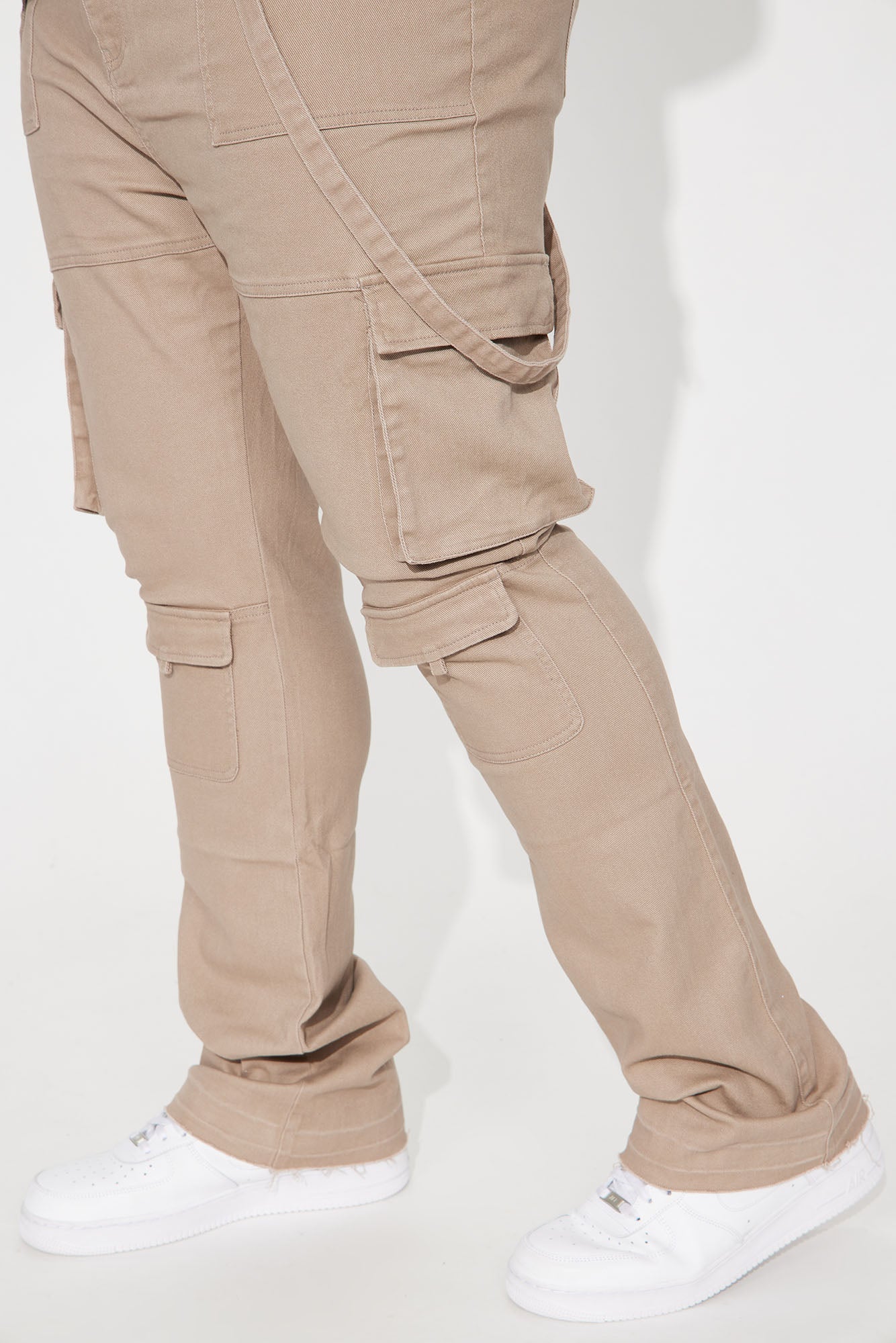 Strapped In Cargo Stacked Skinny Flare Jeans - Taupe Fashion Nova