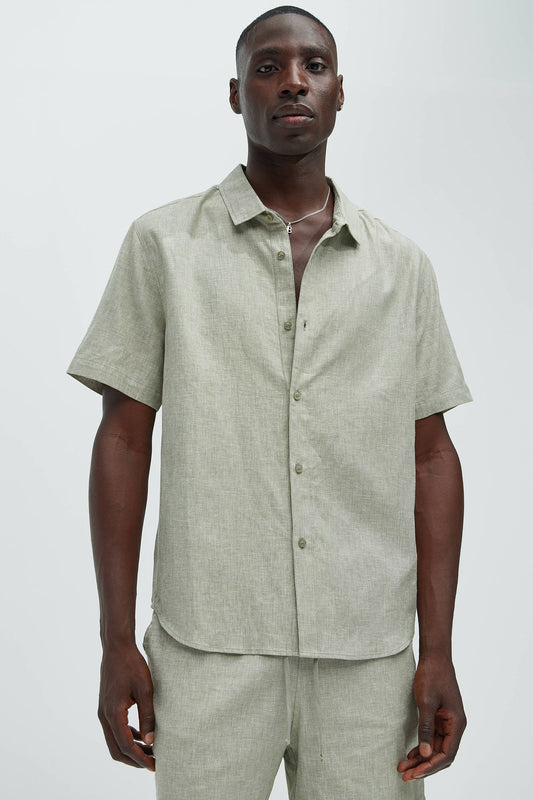 Bahamas Linen Classic Button Up Shirt - Green Fashion Nova