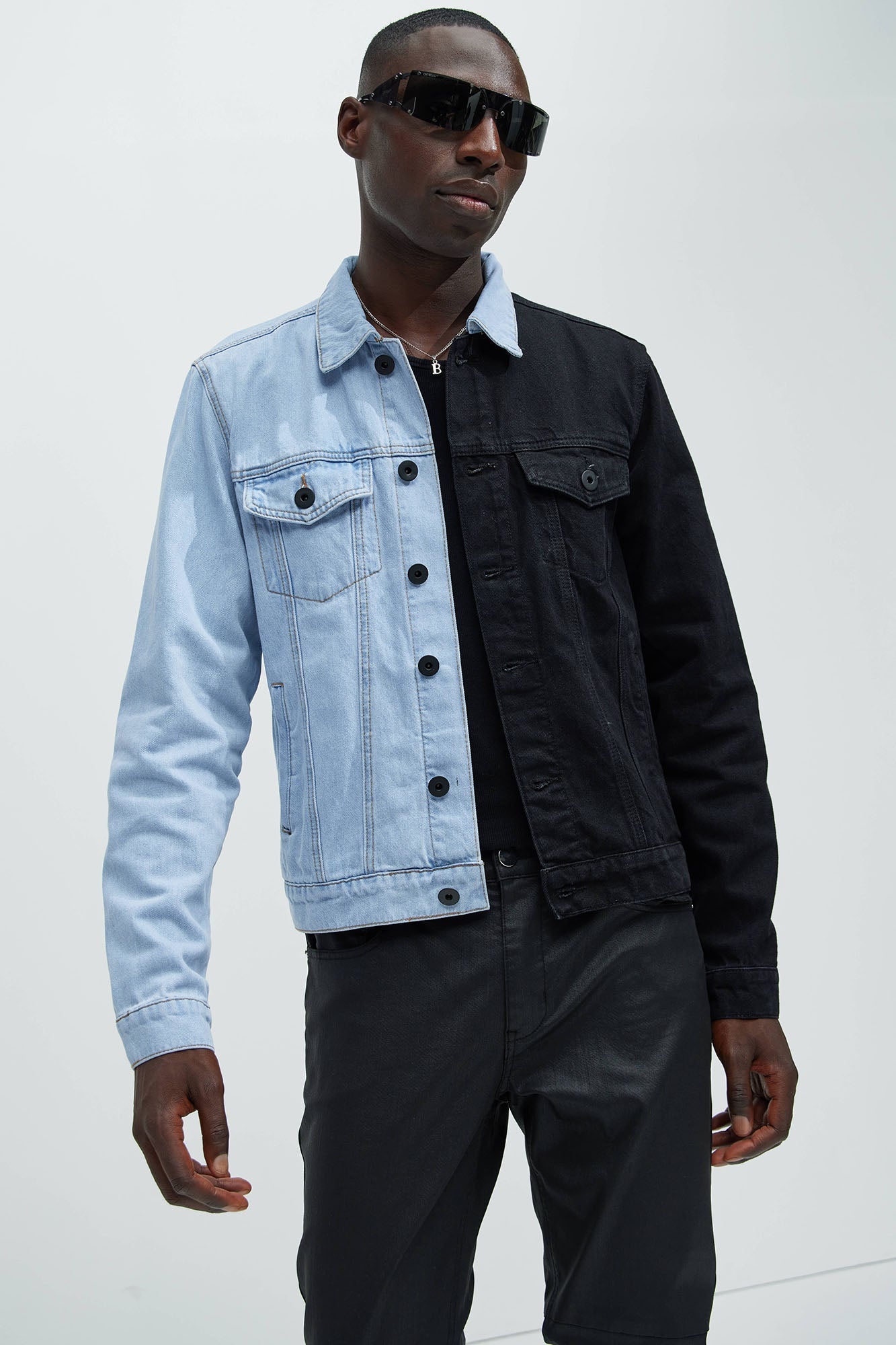 Two Tone Denim Jacket - Black/Combo Fashion Nova