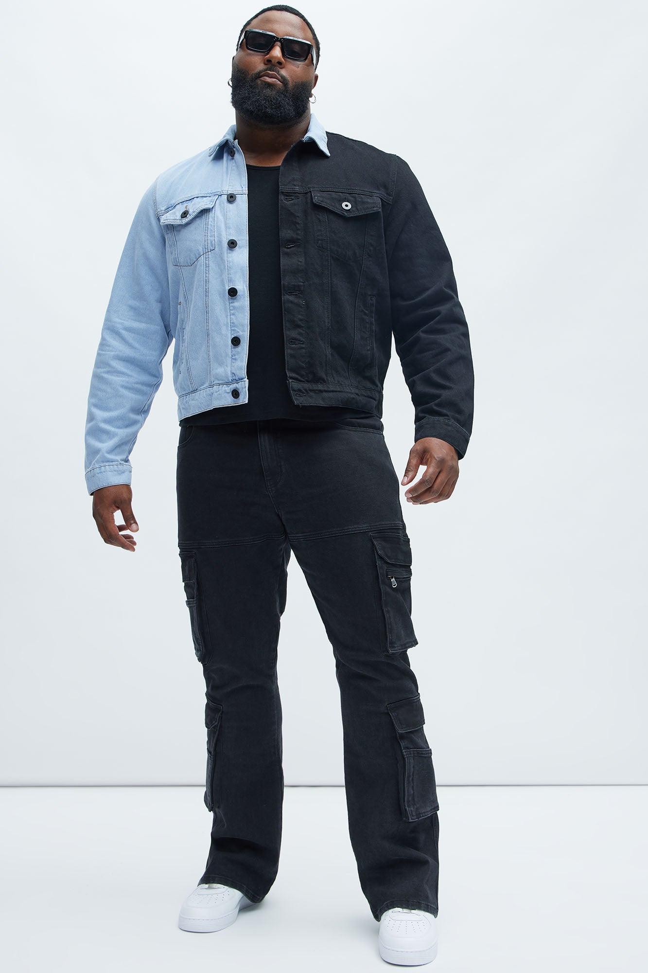 Two Tone Denim Jacket - Black/Combo Fashion Nova
