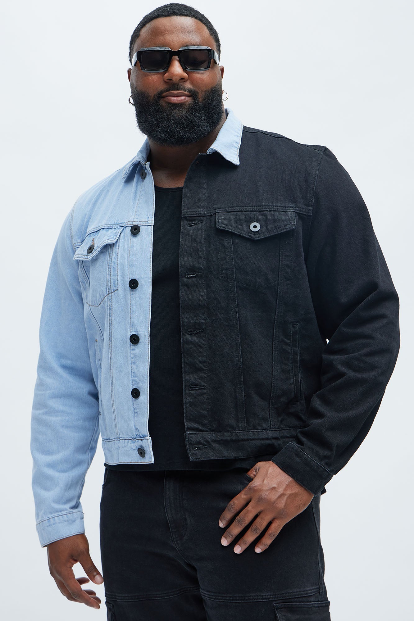 Two Tone Denim Jacket - Black/Combo Fashion Nova