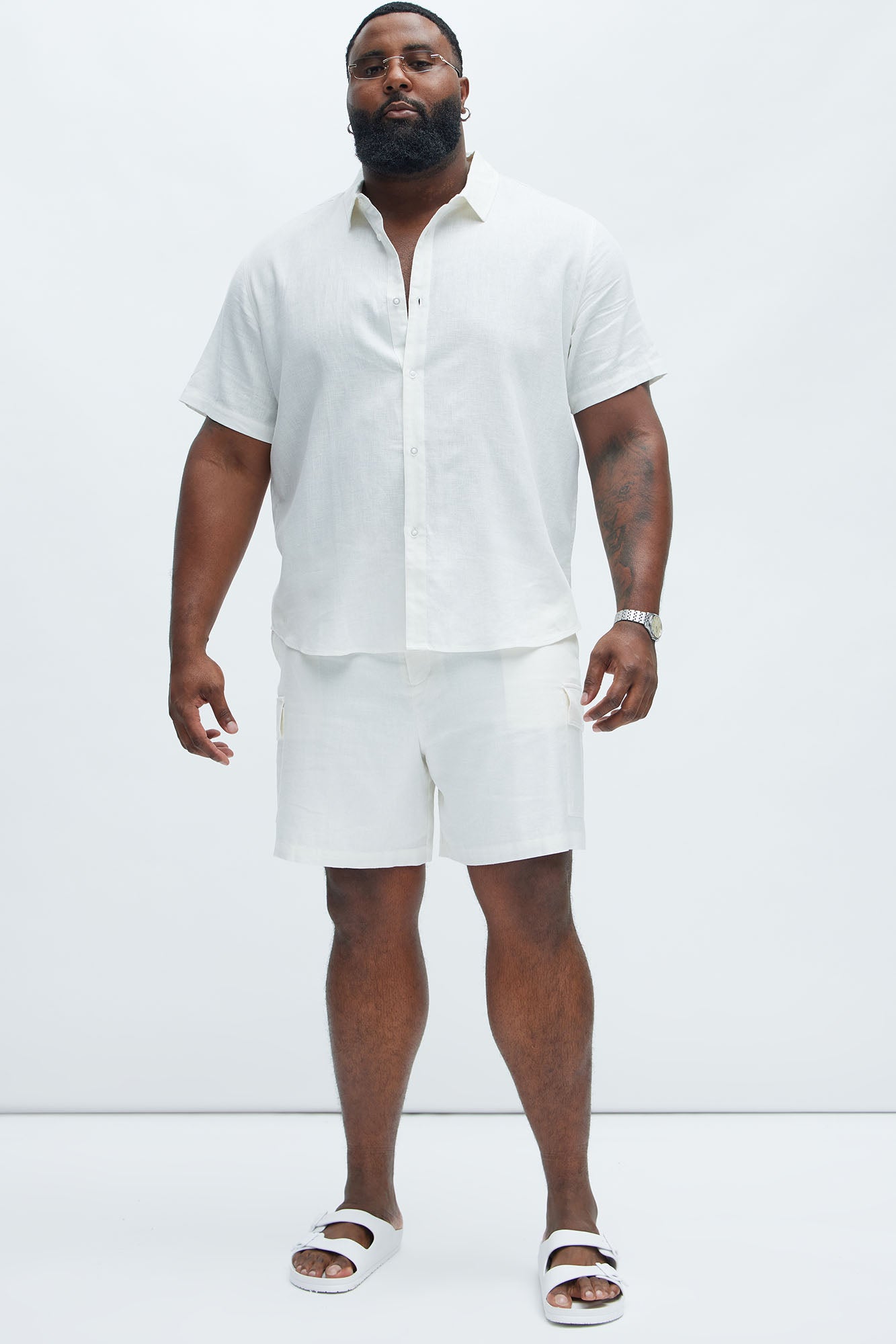 Bahamas Linen Cargo Shorts - White Fashion Nova