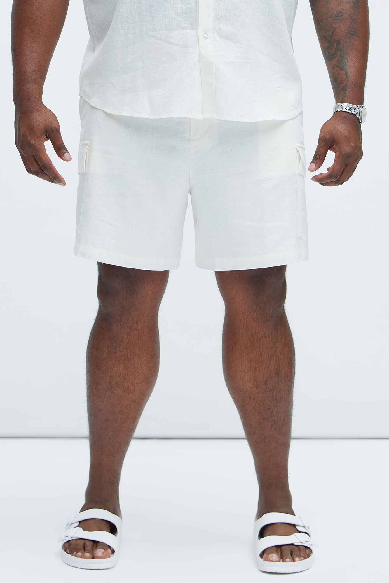 Bahamas Linen Cargo Shorts - White Fashion Nova