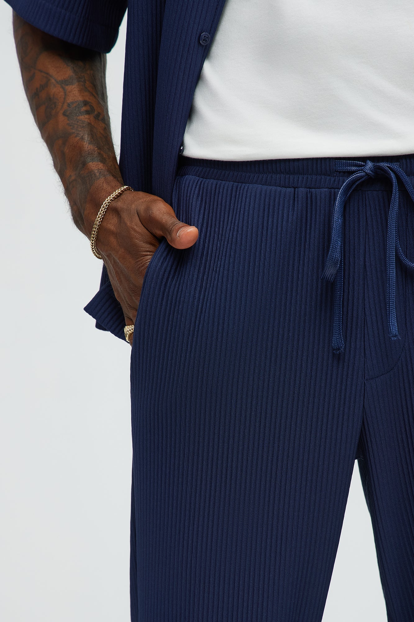 Show Up Slim Slit Pants - Navy Fashion Nova