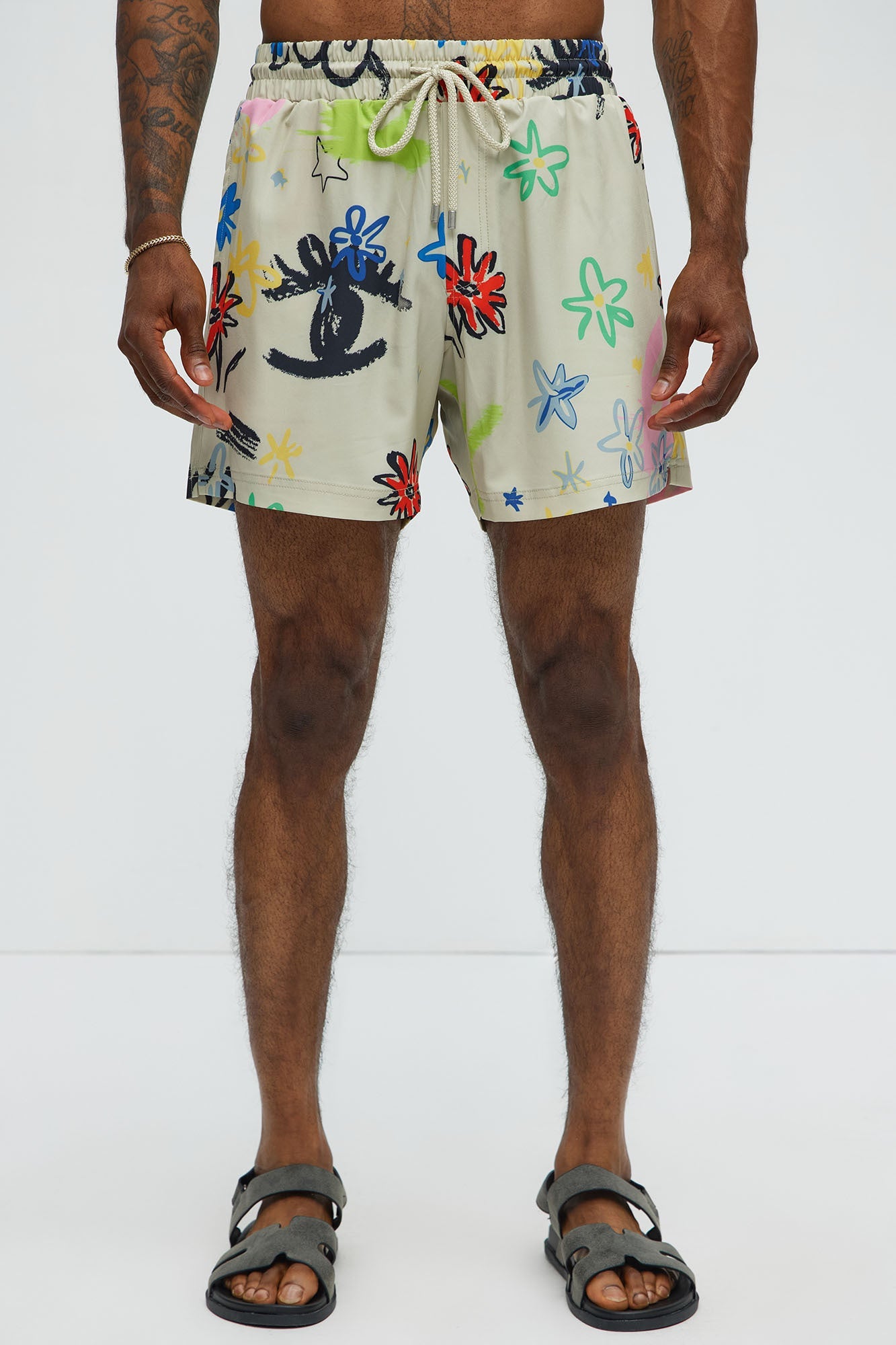 Graffiti Bloom Swim Trunk 6″ - Multi Color Fashion Nova